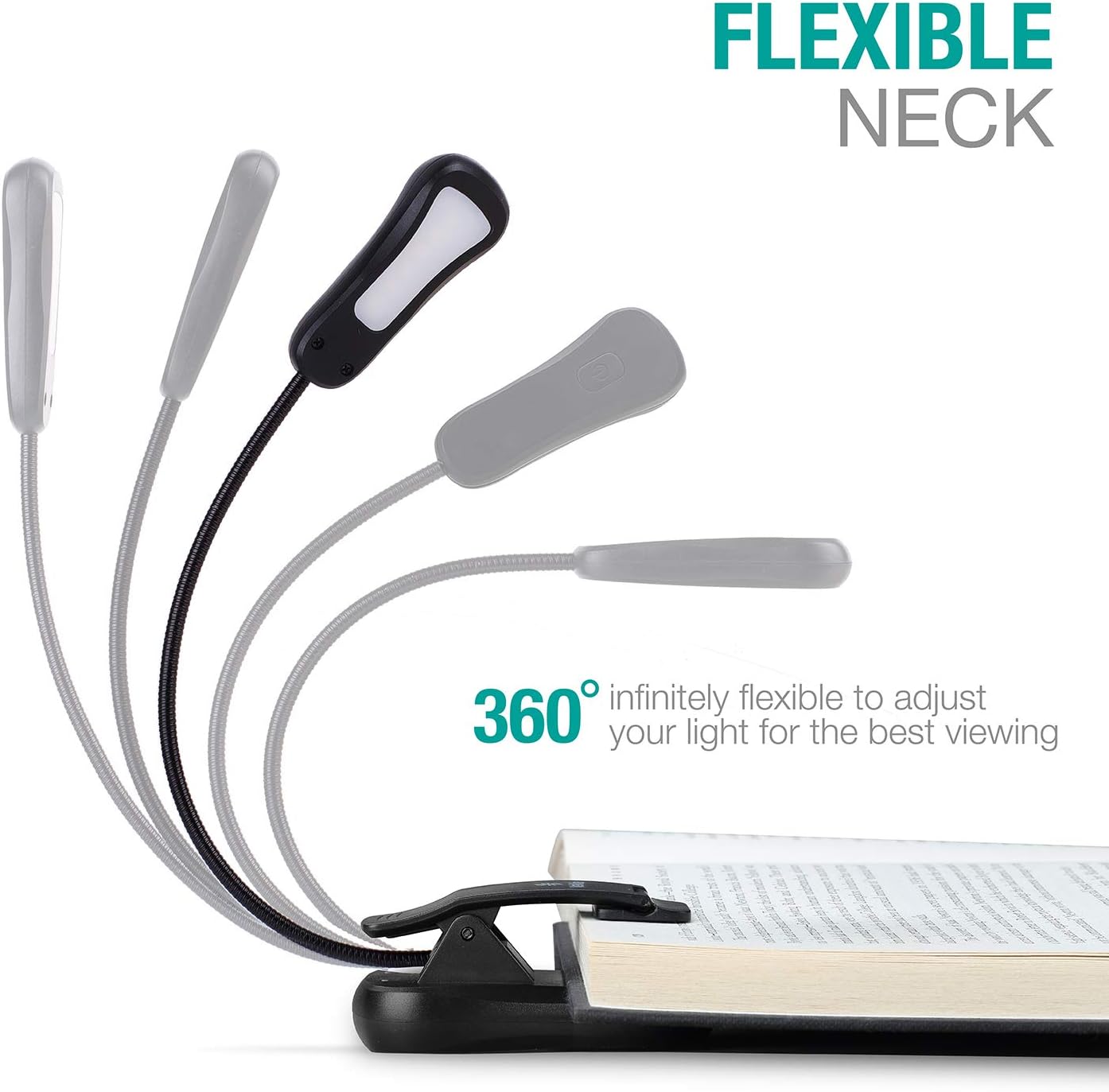 Vekkia Book Light Set with Charger, Clip on Reading Light in Bed with 3 Brightness, Up to 60 Hrs, Rechargeable, Eye-Care Warm LED for Read Before Bed (Incl Travel Case, Cable)