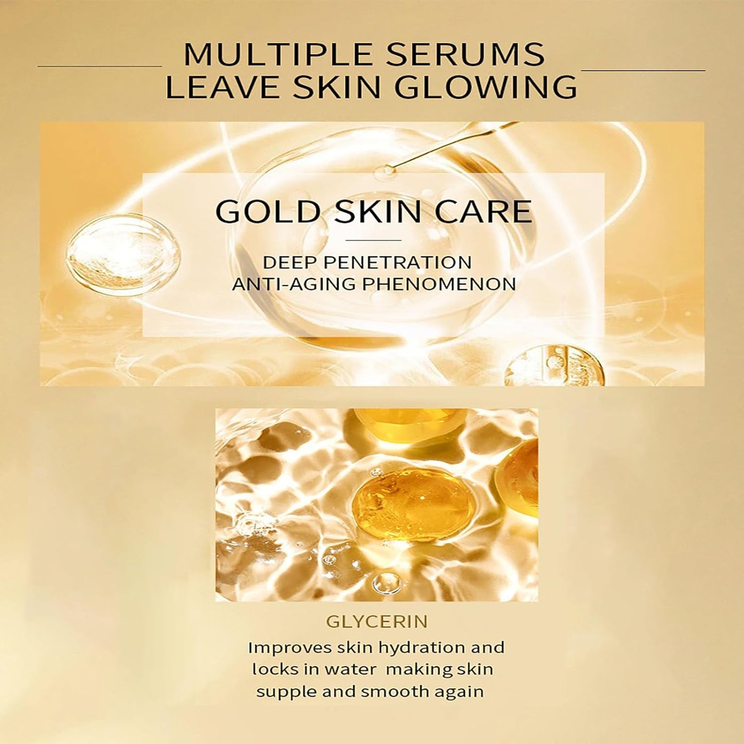 24K Gold Serum for Face, 2Pack Skin Tone Even Anti Aging Moisturizer with Vitamin,Glow Collagen Booster Serum Hyaluronic Acid for Dark Spots & Fine Lines, 2.02fl oz