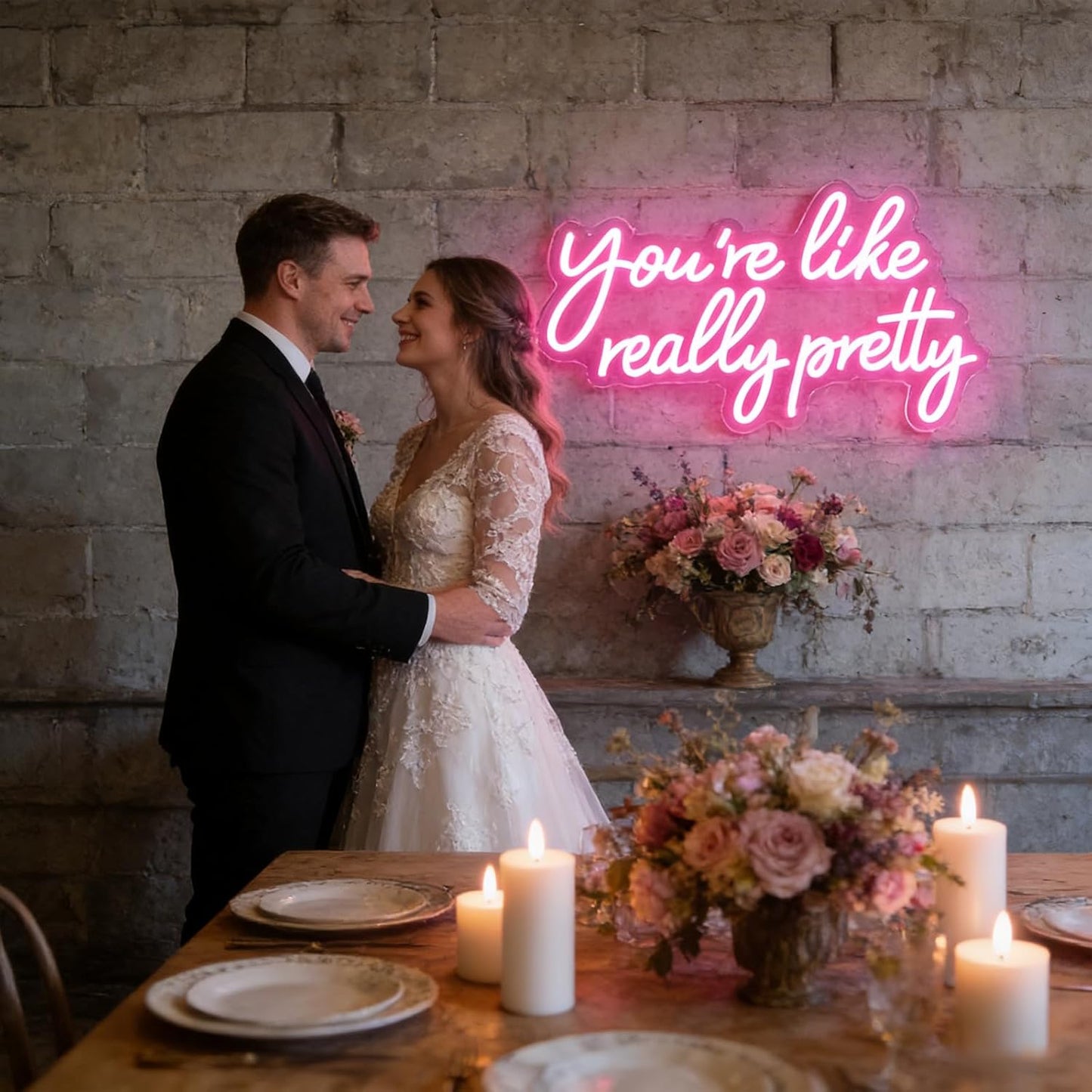 You're Like Really Pretty Neon Sign, Pink LED Neon Light for Wall Decor Dimmable Light up Sign for Girls Bedroom, Wedding, Party, Salon, Women Room Decor Gift