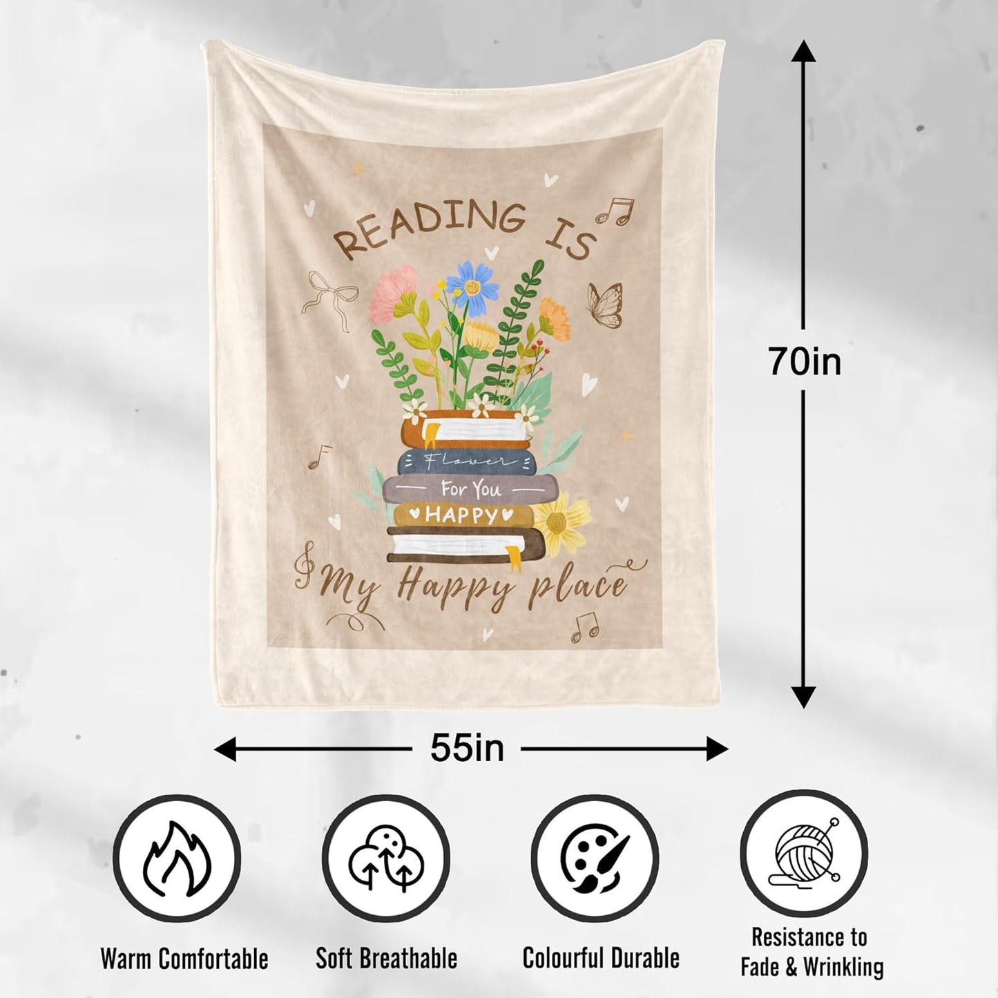 UFOORO Book Lovers Throw Blanket Gifts, Graduation Book Club Cozy Reading Throw for Her Him, Teacher Gifts for Women Men, Christmas Birthday Graduation Bookish Club 55 x70