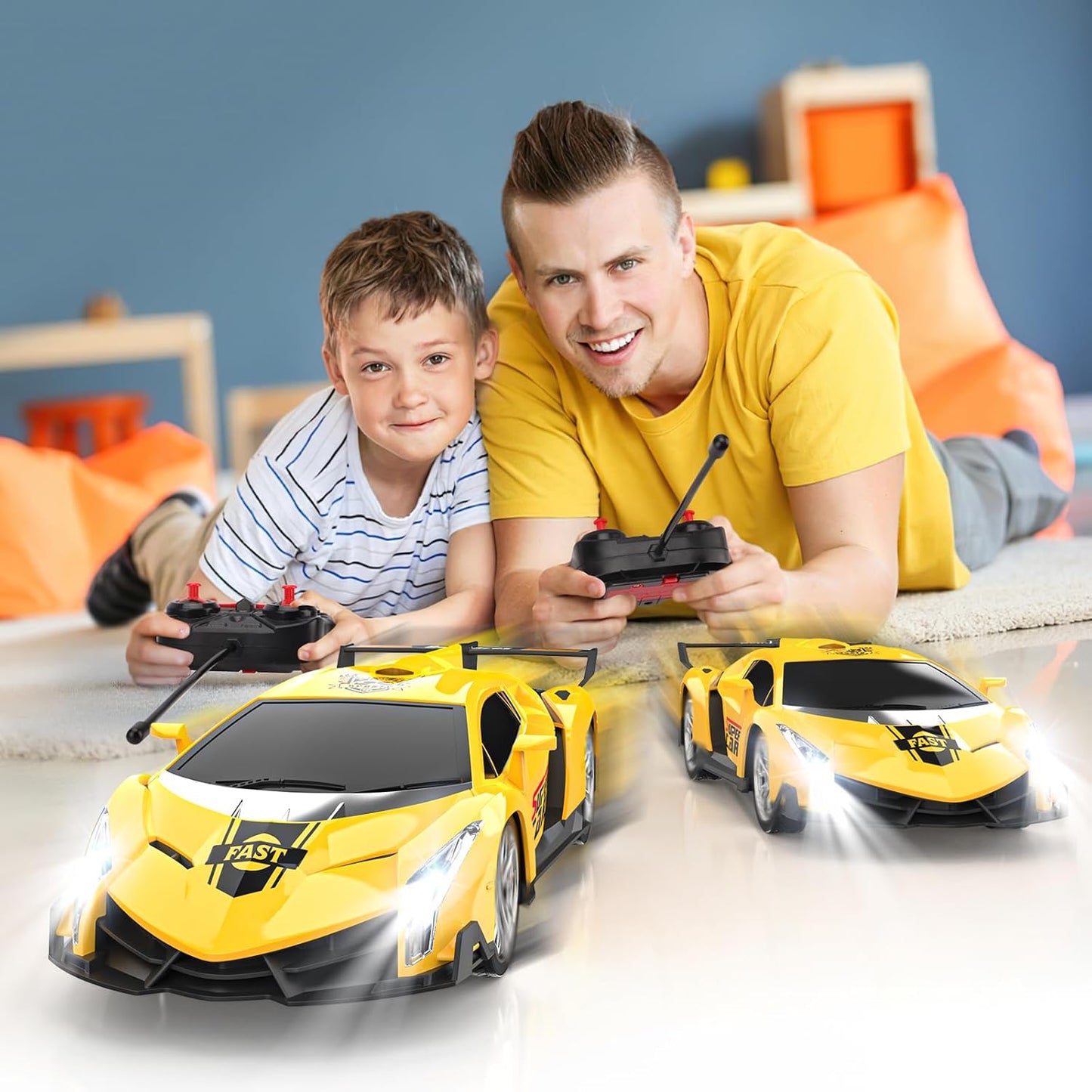Growsland Remote Control Car, RC Cars for Kids 1:18 Electric Toy Car Hobby Racing Car Toys with Lights & Controller, Christmas Birthday Gift for 3 4 5 6 7 8 9 Year Old Boys Girls