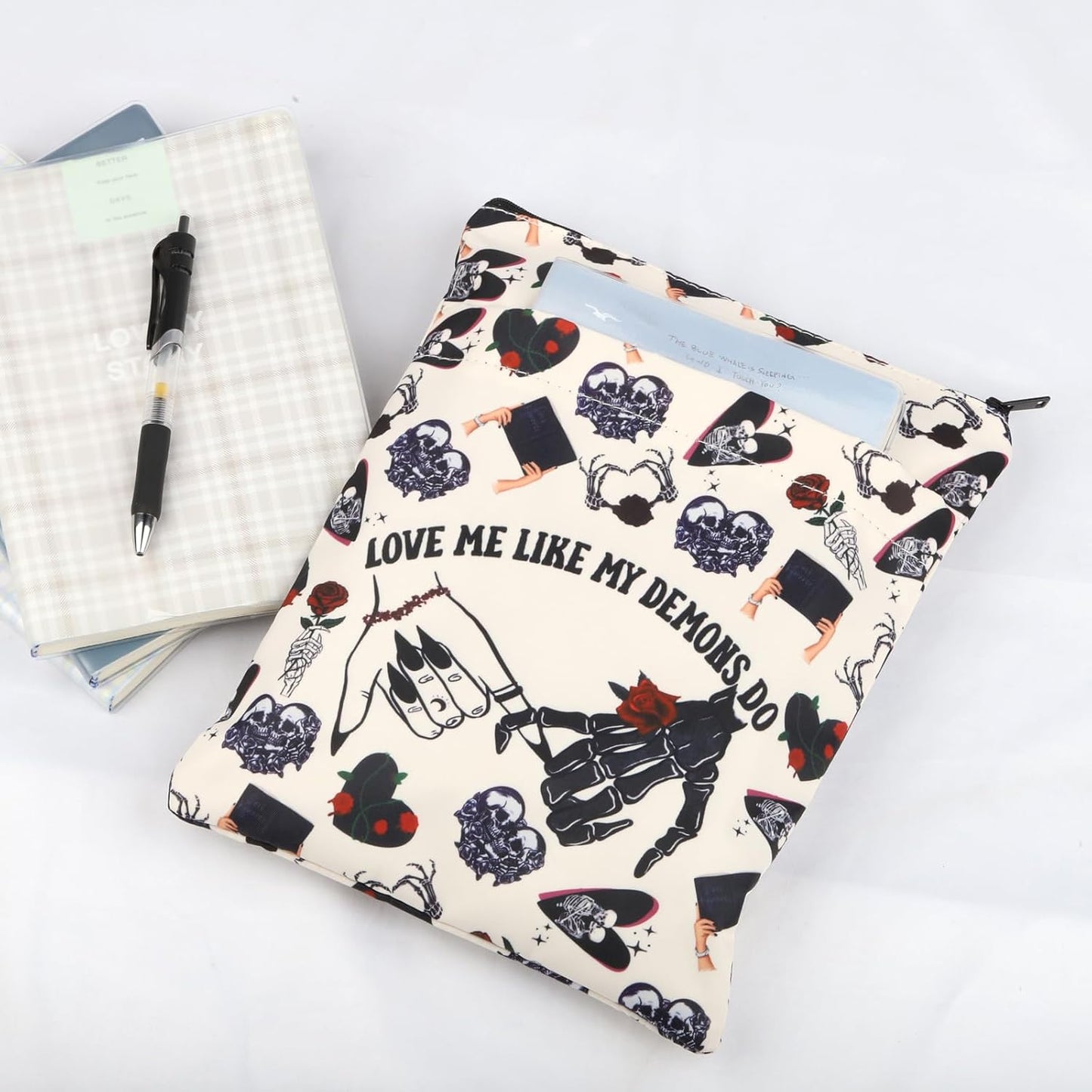 Enemies to Lovers Book Sleeve - Gothic Valentine & Wedding Gift - Skeleton Skull Hands - LoveMyDemonsBS