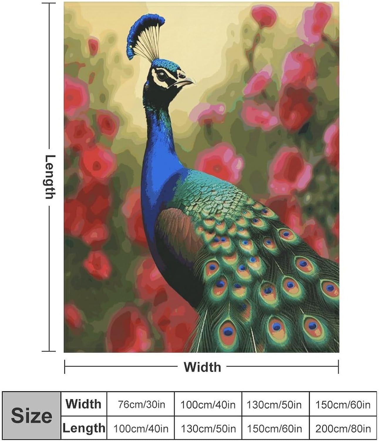 Peacock Flowers Blanket Super Soft Lightweight Throw Blanket Cute Cozy Warm Bed Blanket Decorative Fuzzy Blanket All-Season Home Decor Gift for Sofa Couch Living Room 50"*60"（130 * 150cm）