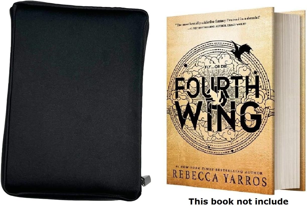 AF-WAN Neoprene Soft bag Book Sleeve bag holder with Zipper, Suitable for Fourth Wing Hardcover Book Protection at Home, Outdoor, and Travel (Black)