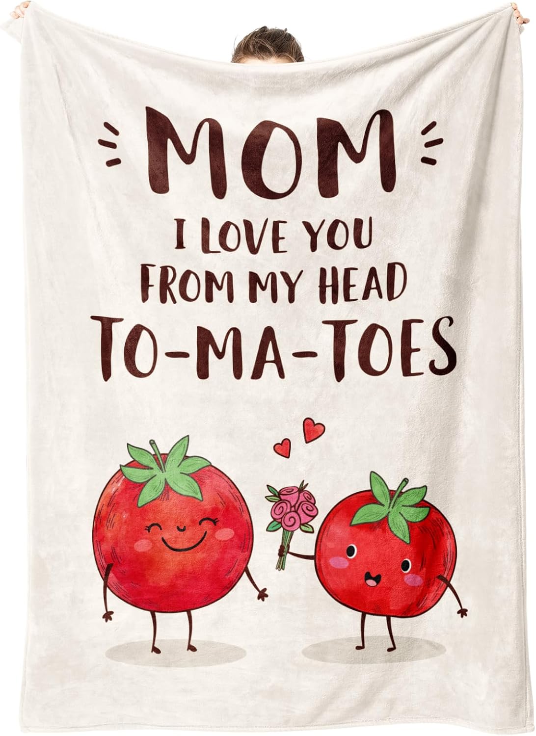 Gifts for Mom Mothers Day, Unique Mom Birthday Gifts, Valentines Day Christmas to-Ma-Toes Blanket for Mother from Daughter Son, Soft Cozy Flannel Throw Blanket 60" X 50"
