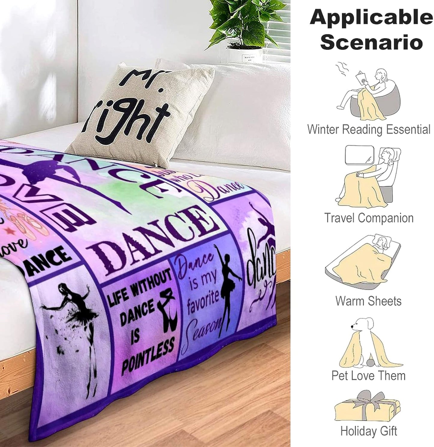 Dancer Gifts Blanket Dance Life Flannel Fleece Throw Blankets for Sofa Couch Bed Office All Season 50"X40"