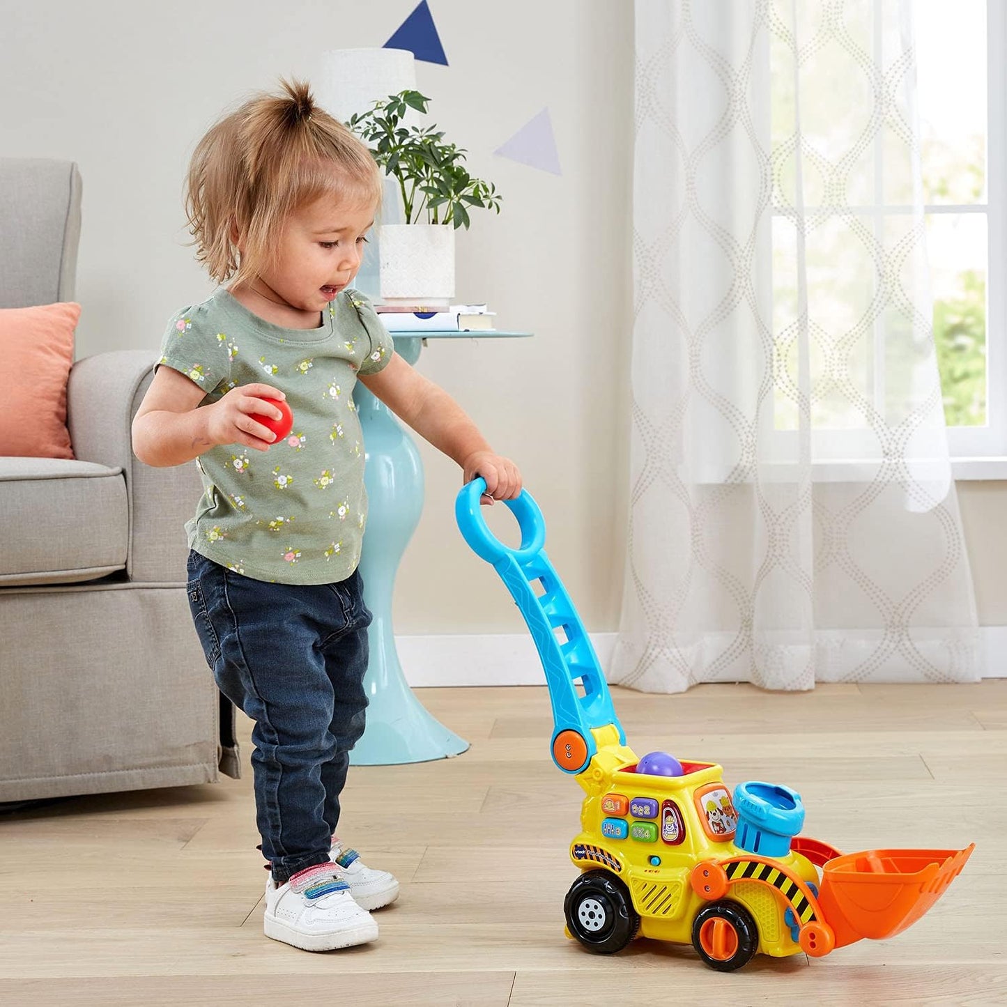 VTech Pop-a-Balls Push and Pop Bulldozer, Yellow