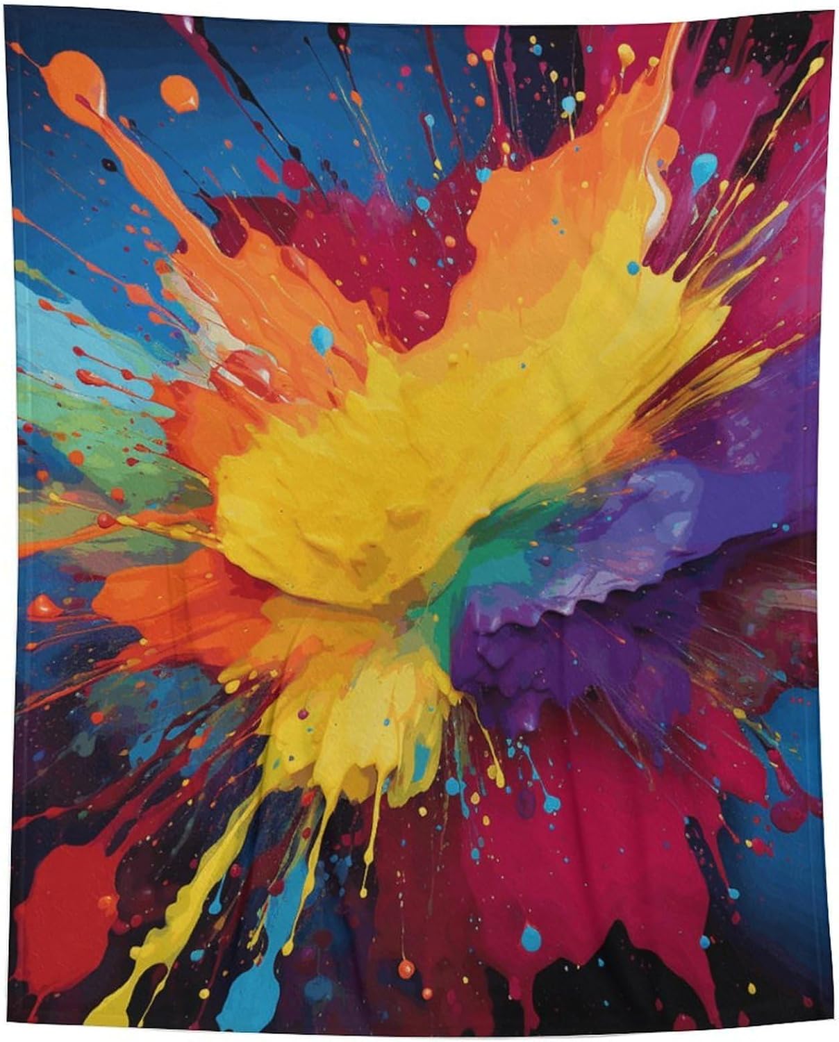 Custom Flannel Fleece Throw Blanket for Adults 50x60 Lightweight Colorful Paint Splatter Art Bedtime Blanket Soft Warm Blankets for Bed Couch Sofa Camping Picnic Wedding Gift Winter Home