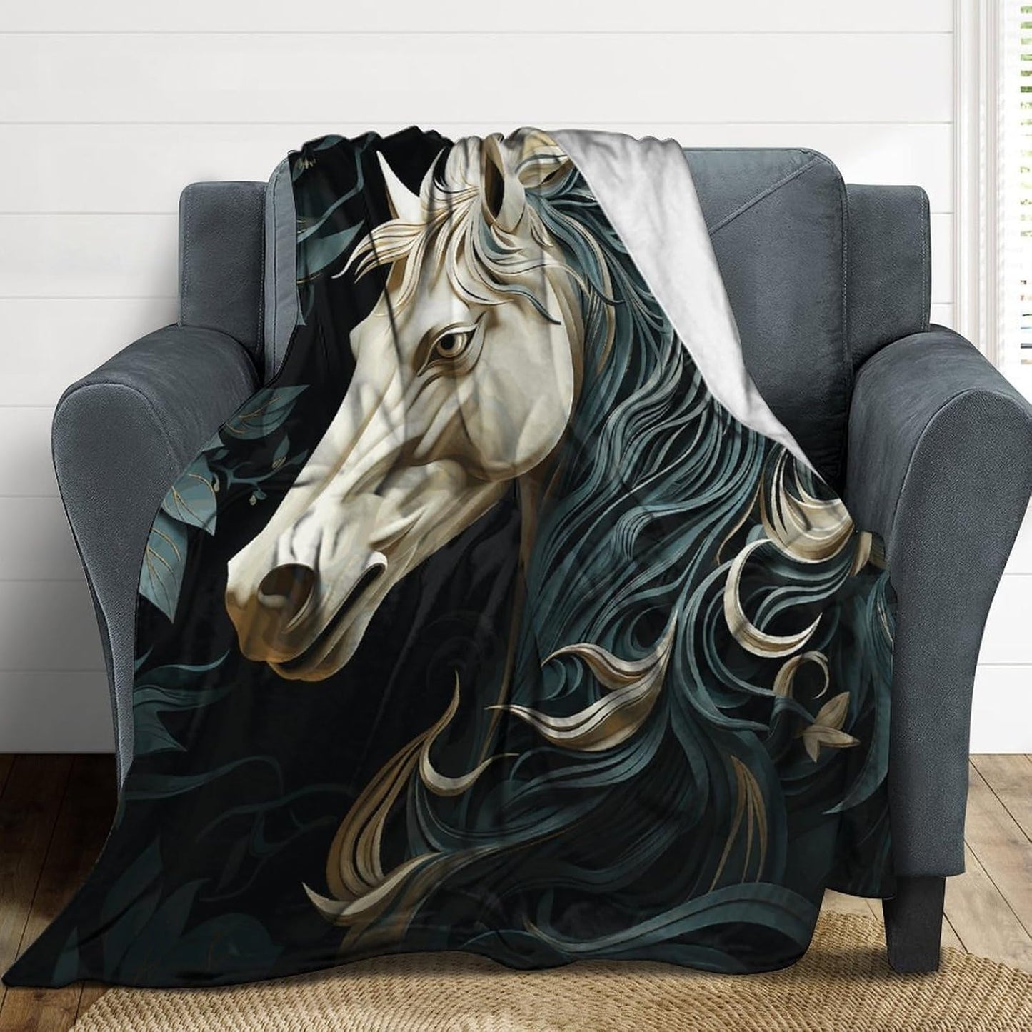 Horse Pattern Throw Blanket for Couch Super Soft Warm Lightweight Throw Blankets Cozy Flannel Bed Blanket Cute Decorative Blankets for All Seasons Home Decor Gift 50"*60"（130 * 150cm）