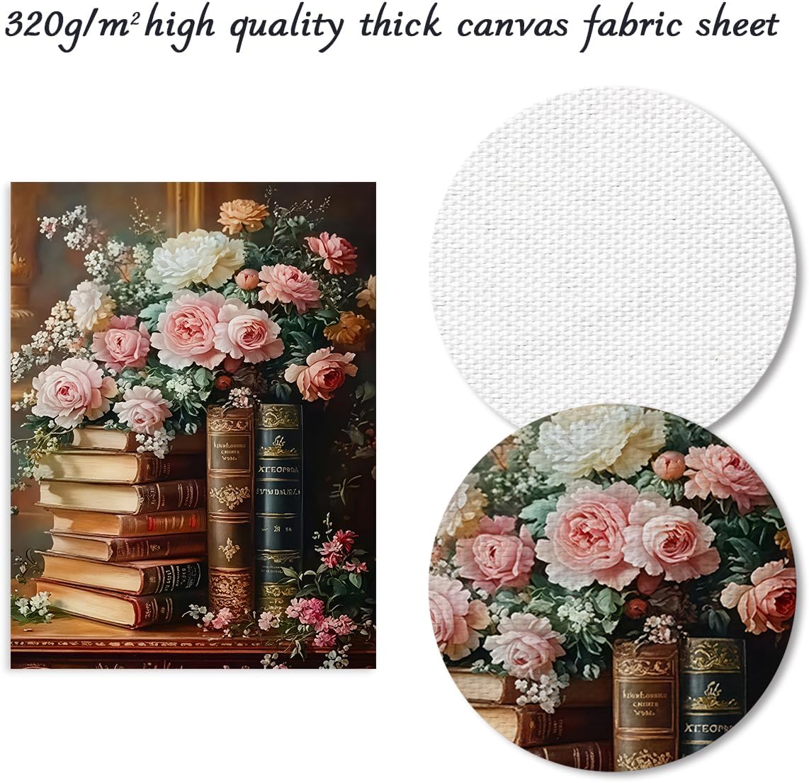 Dazzlewall Vintage Floral Books Wall Art Poster, Classical Rose Flowers Book Aesthetic Artwork Print Study Bedroom Reading Room Canvas Print, 12x16 in Unframed