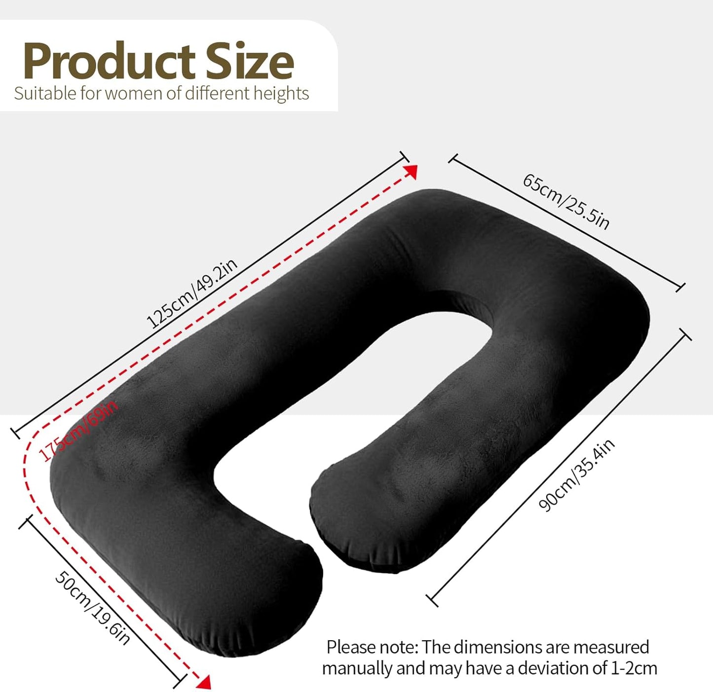 Pregnancy Pillow, G-Shape Full Body Pillow, Maternity Pillow for Side Sleeper, Pregnancy Body Pillow for Pregnant Women Suppor, Hip Relief with Washable Cover (Black)