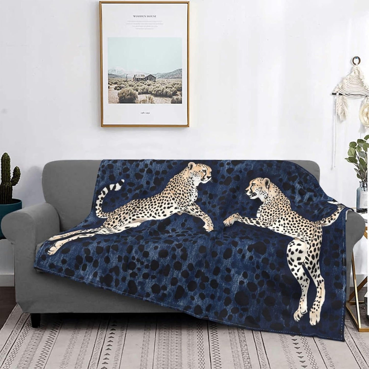 Leopard Blanket Cheetah Decor Animal Print Throw Blanket Gifts for Girls Boys Lovers Super Warm Soft Plush Lightweight Fleece Flannel Winter Bedding Blankets for Kids Adults Women Men 50"X40"