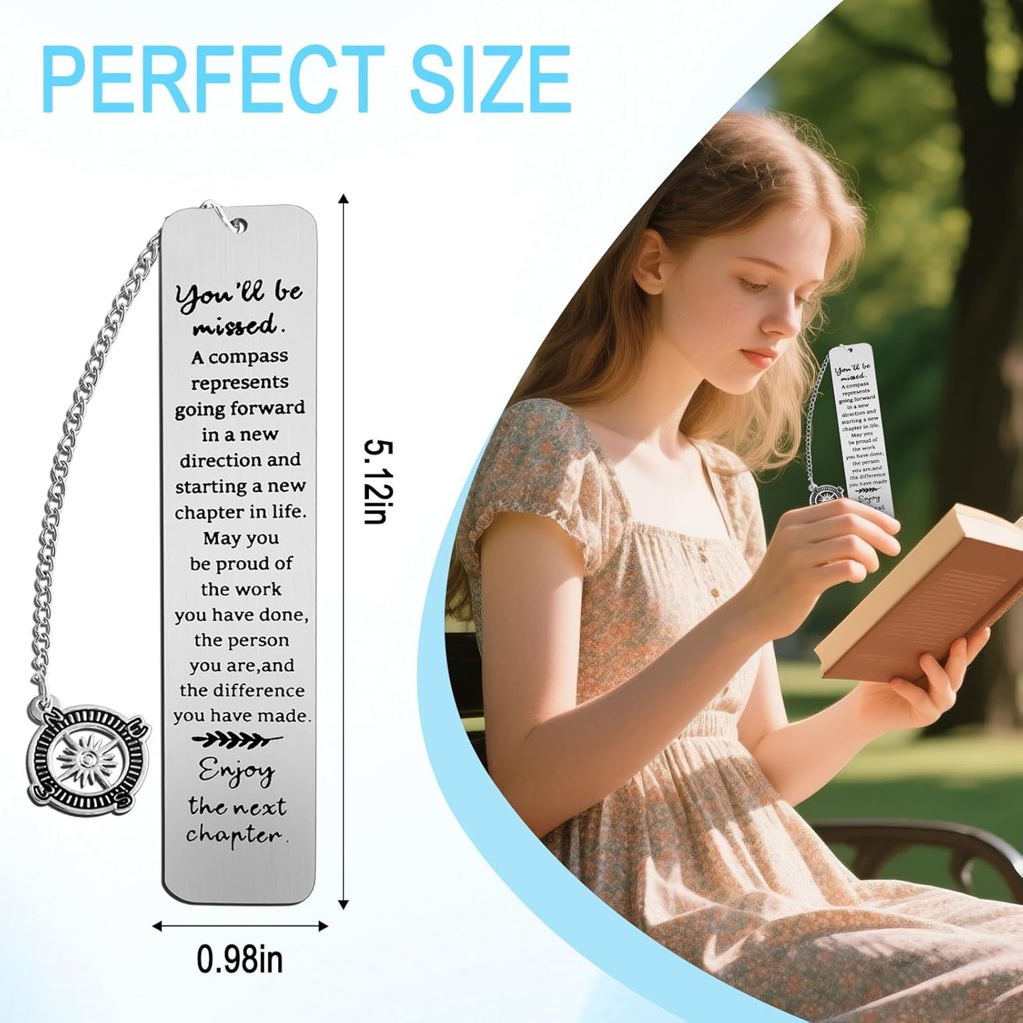 Coworker Leaving Gifts for Women Men Retirement Gifts You Will Be Missed Compass Metal Bookmark Teacher Friends Retirement Bookmark Farewell Going Away Goodbye Gift for Graduation New Job