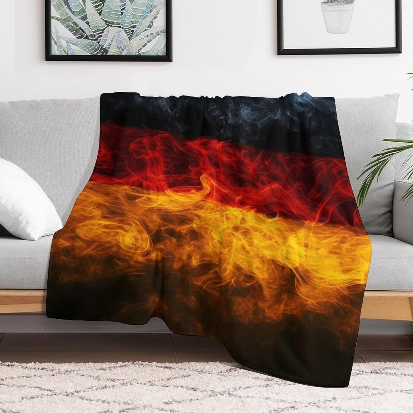 Germany Flag Throw Blanket for Couch Bed Plush Cozy Fuzzy Flannel Blanket for All Season 40"x50"