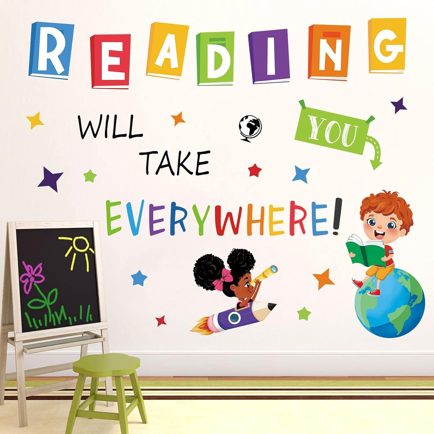 decalmile Reading Corner Wall Decals Educational Reading Will Take You Everywhere Inspirational Quote Wall Stickers Reading Room Classroom Study Room Wall Decor