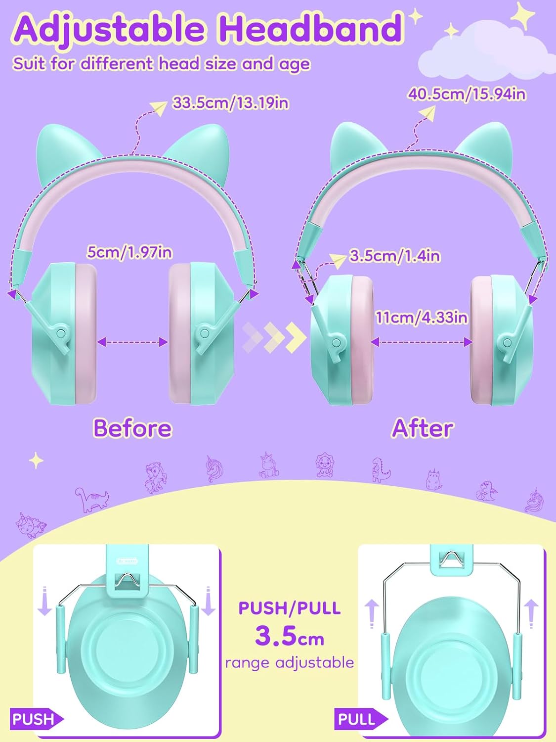 Noise Cancelling Headphones for Kids Adults, 32dB SNR Super Cute Ear Protection Ear Muffs for Autism Sensory, Hearing Protection Earmuff for Monster Jam Concerts Fireworks Car Race