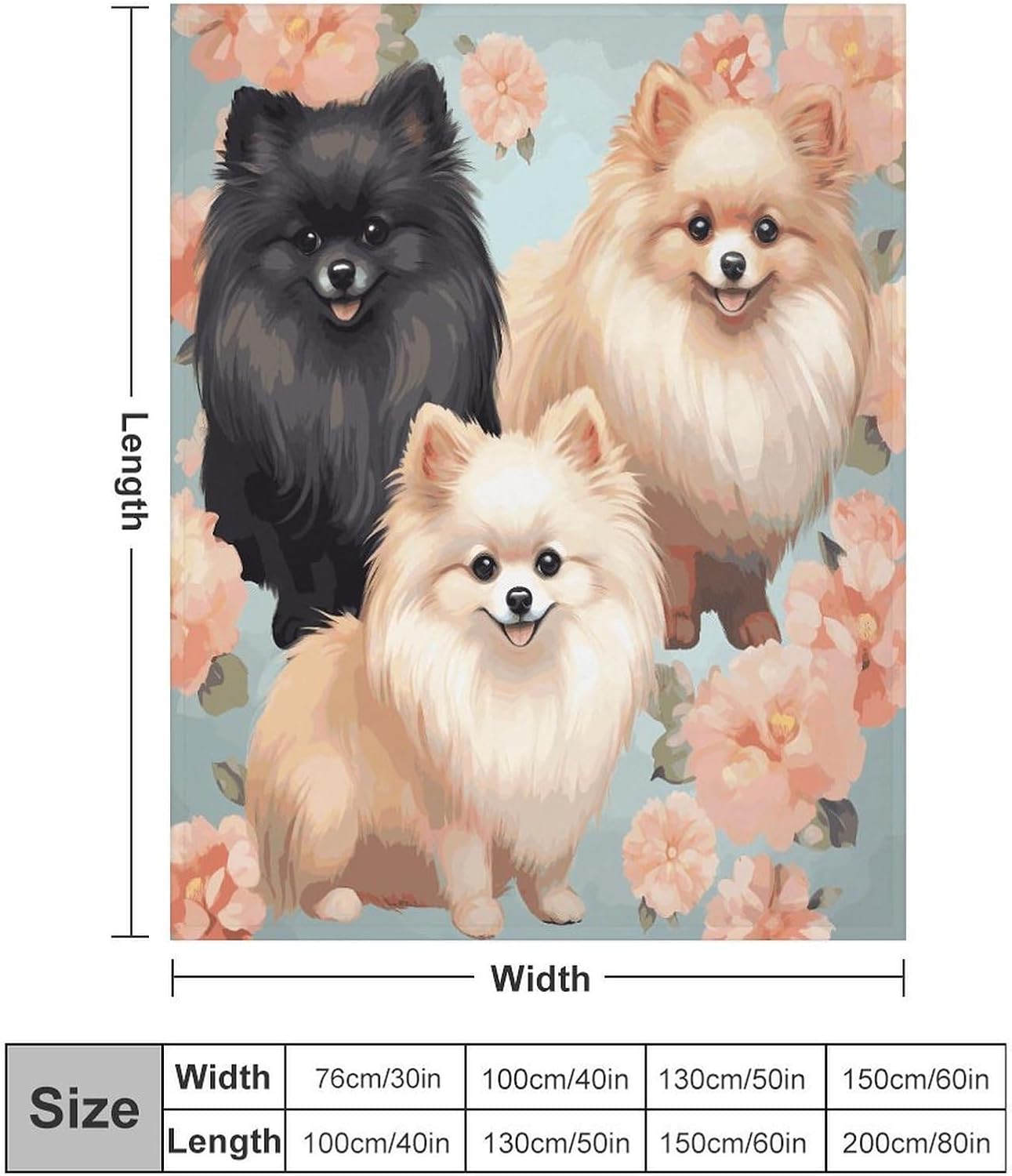 Pomeranians Pattern Blanket Super Soft Lightweight Throw Blanket Cute Cozy Warm Bed Blanket Decorative Fuzzy Blanket All-Season Home Decor Gift for Sofa Couch Living Room 50"*60"（130 * 150cm）