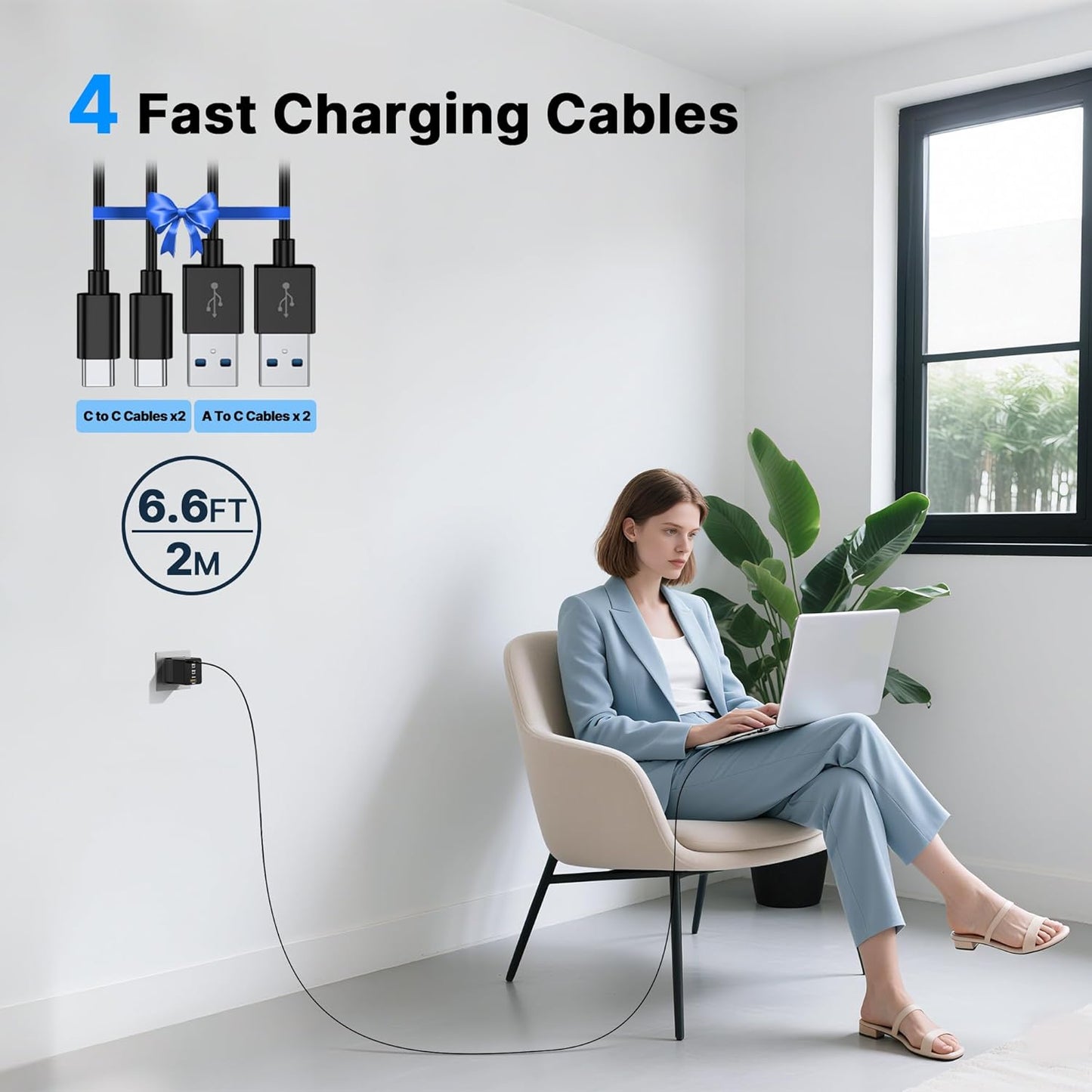 2 Pack 200W USB C Charger Block, Foldable 4-Port GaN5 Super Fast Charger USB C, Dual 65W Type C Charging Block, Laptop Fast Charging Adapter for MacBook Pro/Air, iPad, iPhone, Samsung Galaxy Black