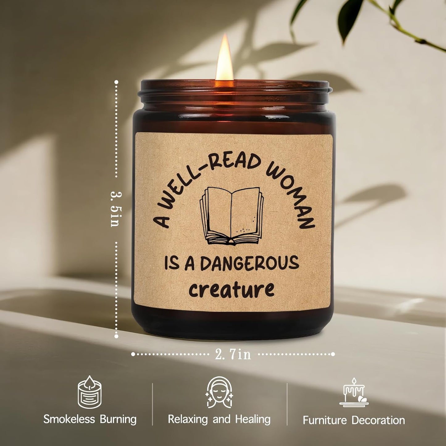 Scented Candle Gifts for Book Lover Women, A Well Read Woman is A Dangerous Creature, Bookish Birthday Christmas Reading Day Gift for Her, Female Author Readers Librarian Bookworm-42