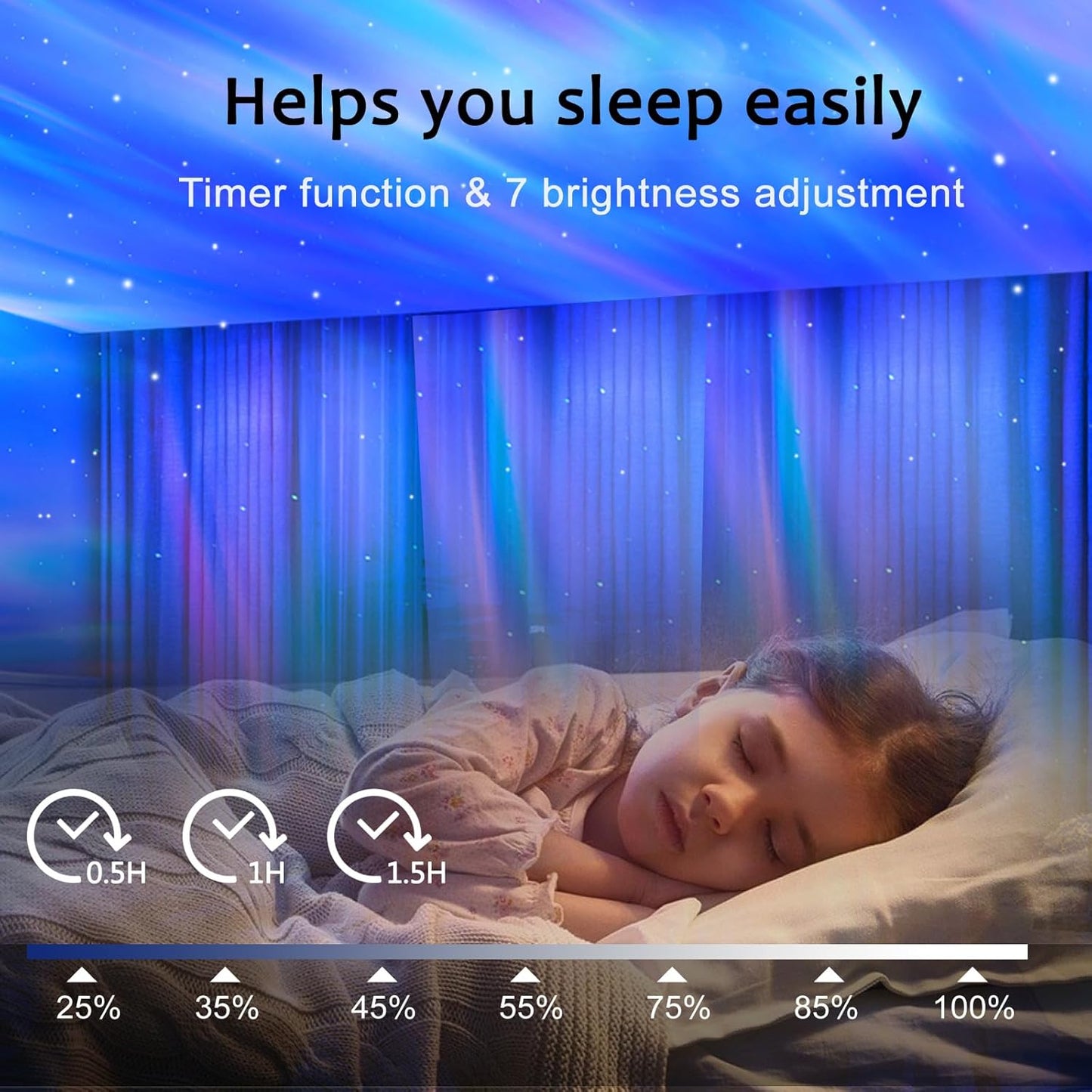 ELITUN Star and Aurora Night Light, Dual Effect Moon Galaxy Projector for Bedroom, 14 Colors with White Noise, Timer Control, Gifts for Girls, Boys, Adults, Christmas, Birthday