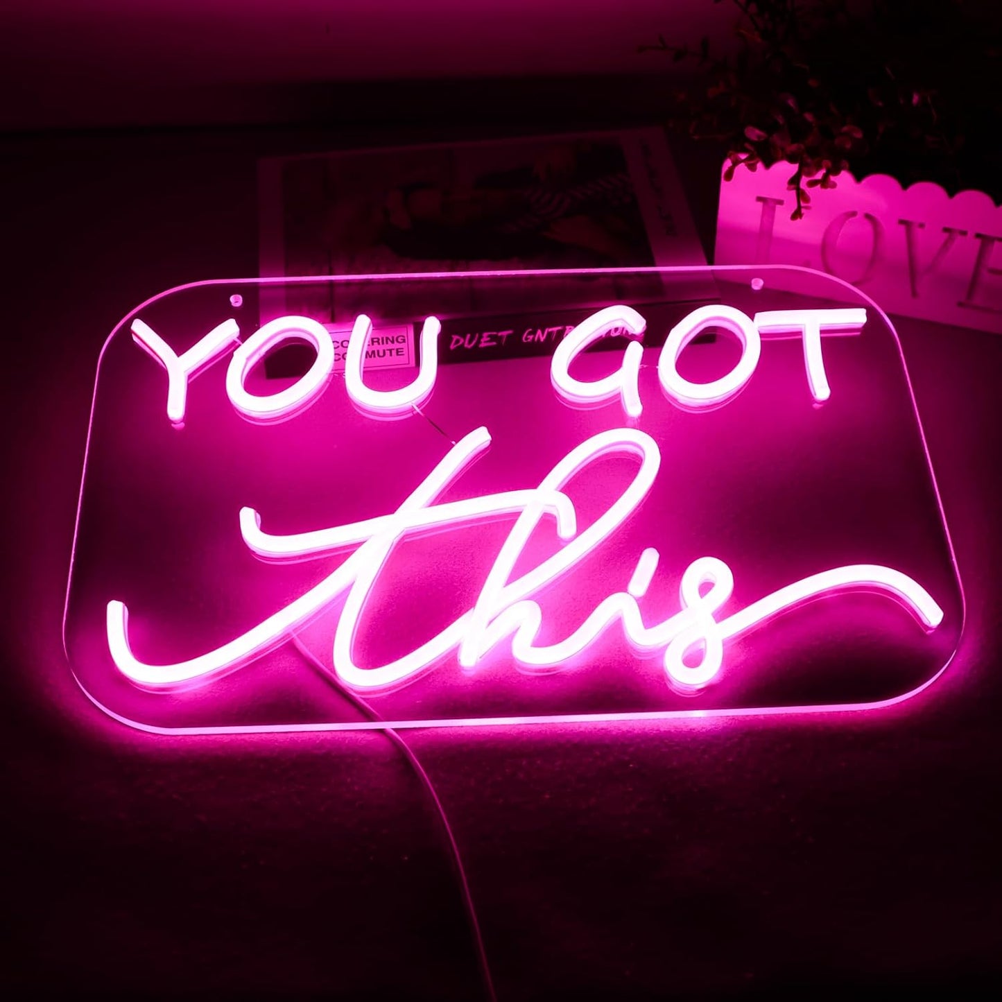 You Got This Neon Sign,You Got This Sign,You Got This Wall Decor, Led Pink Quotes Motivational Neon Sign for Gym,Office Teamwork,Home Family Sayings,Christmas Gifts 16.1 * 10.4Inch