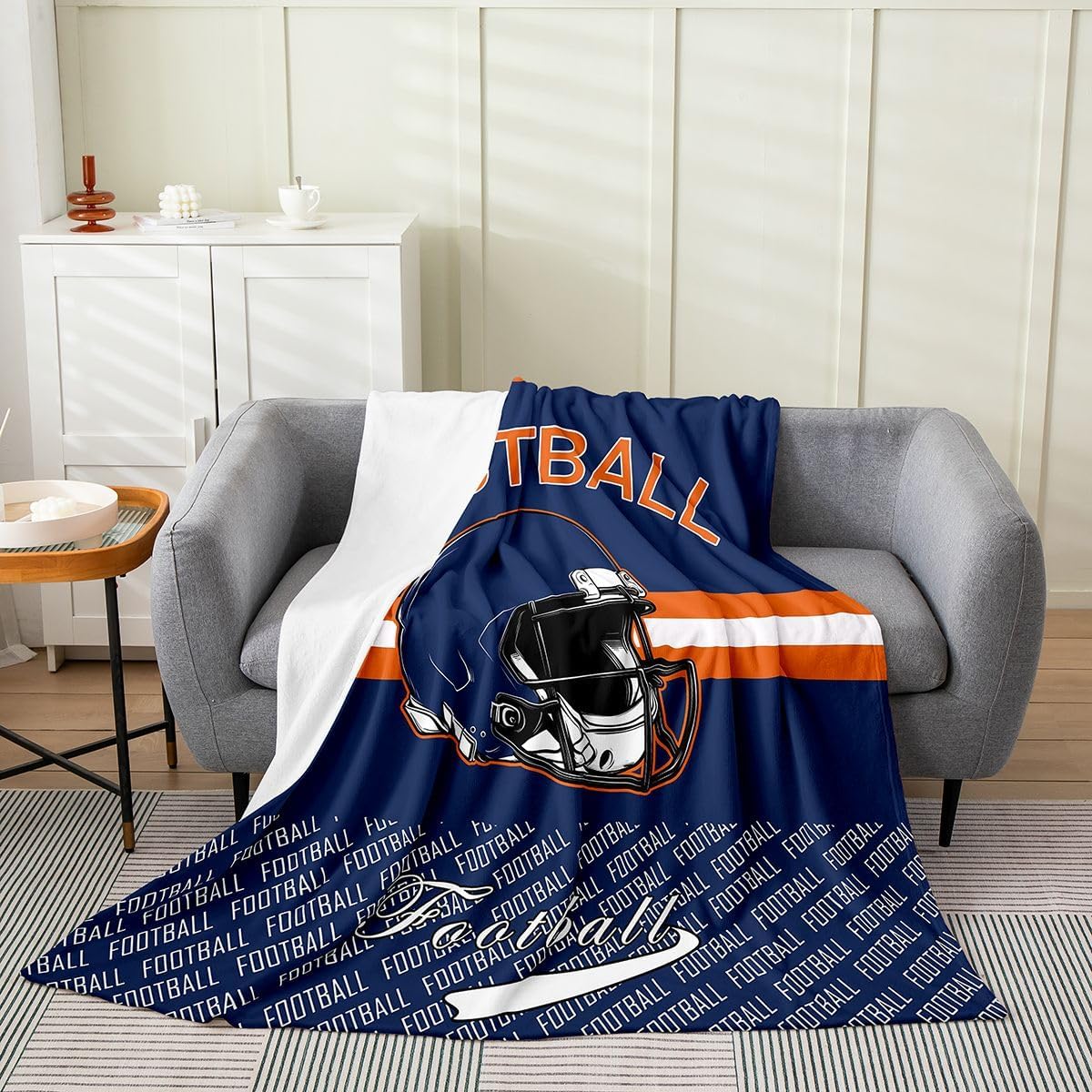 Feelyou Football Flannel Fleece Throw Blanket 40"x50" Football City Fleece Throw Blanket for Kids Women Men Sports Games for Bed Couch Chair Living Room Bedroom Decor