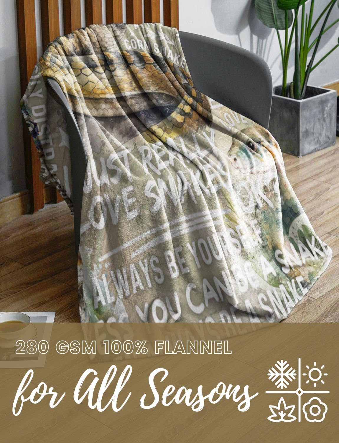 Snake Lovers' Gift: Cobra Blanket Throw, 50x65 Inches - Snakes as Spirit Animals