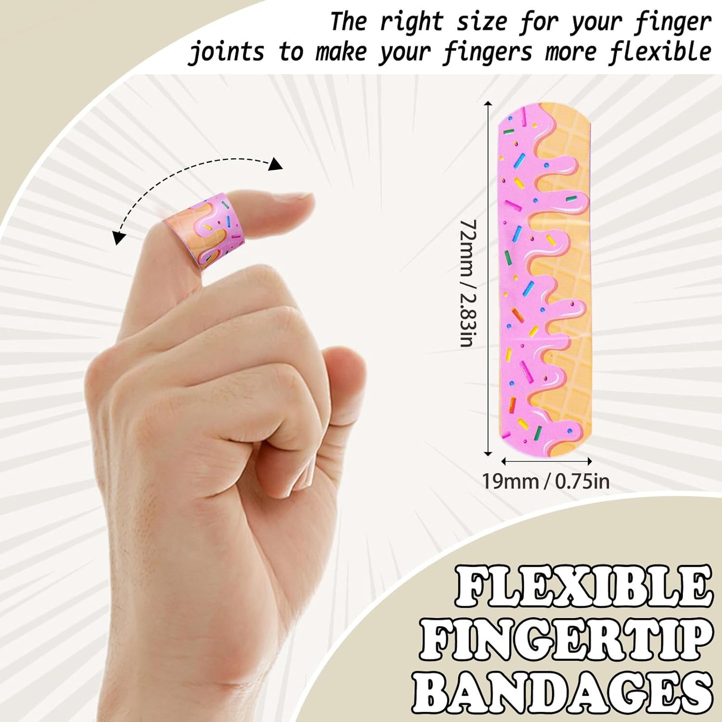60Pcs Ice Cream Drip Baseball Bandages, Waterproof Breathable PE Adhesive Bandage for Minor Wound Care, Hypoallergenic First Aid for Training Boys Girls Kids Baseball Mom, Latex Free