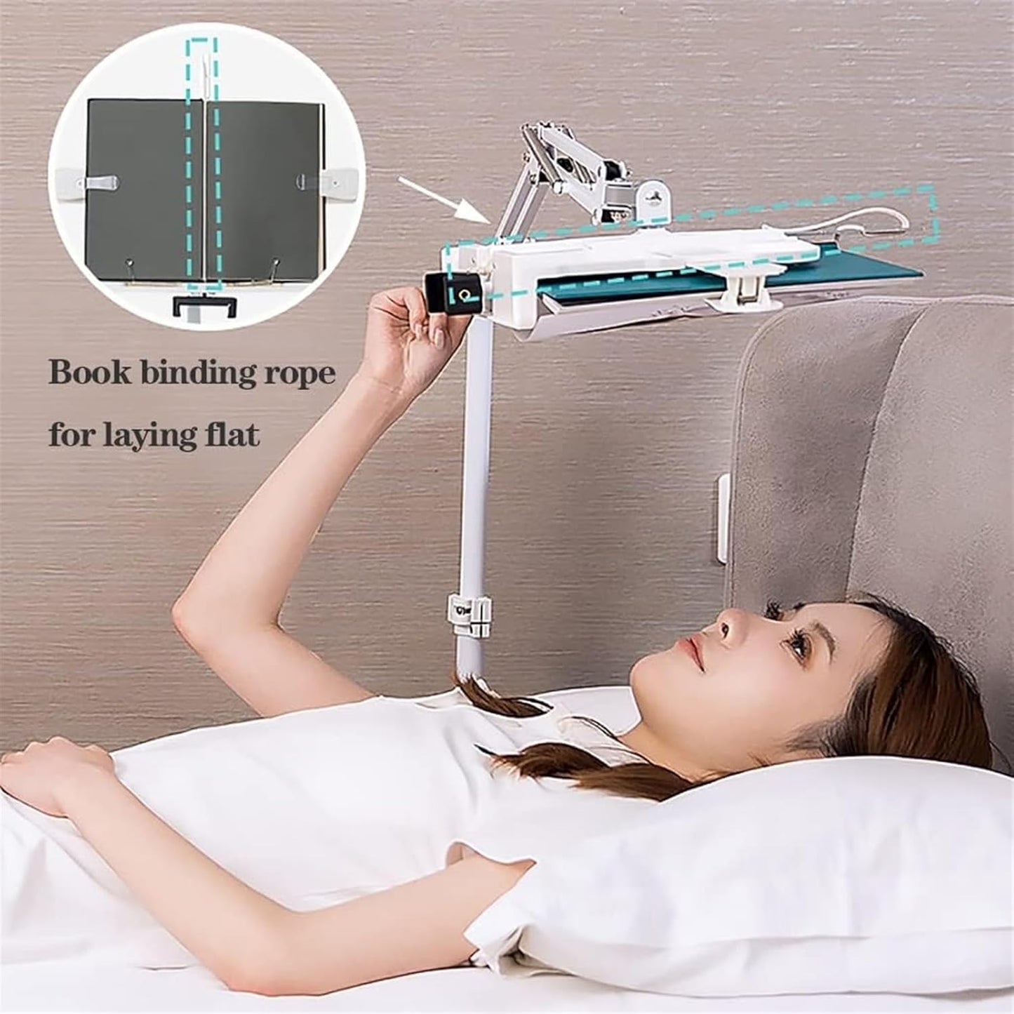 Floor Reading Stand Book Holder Adjustable Height Adjustable Cook Book Stand Floor Bracket Long Arm Table Bed Sheet Music Stand Multi Angle Rotation Floor Holder (Size : No lamp) (with lamp) ( )