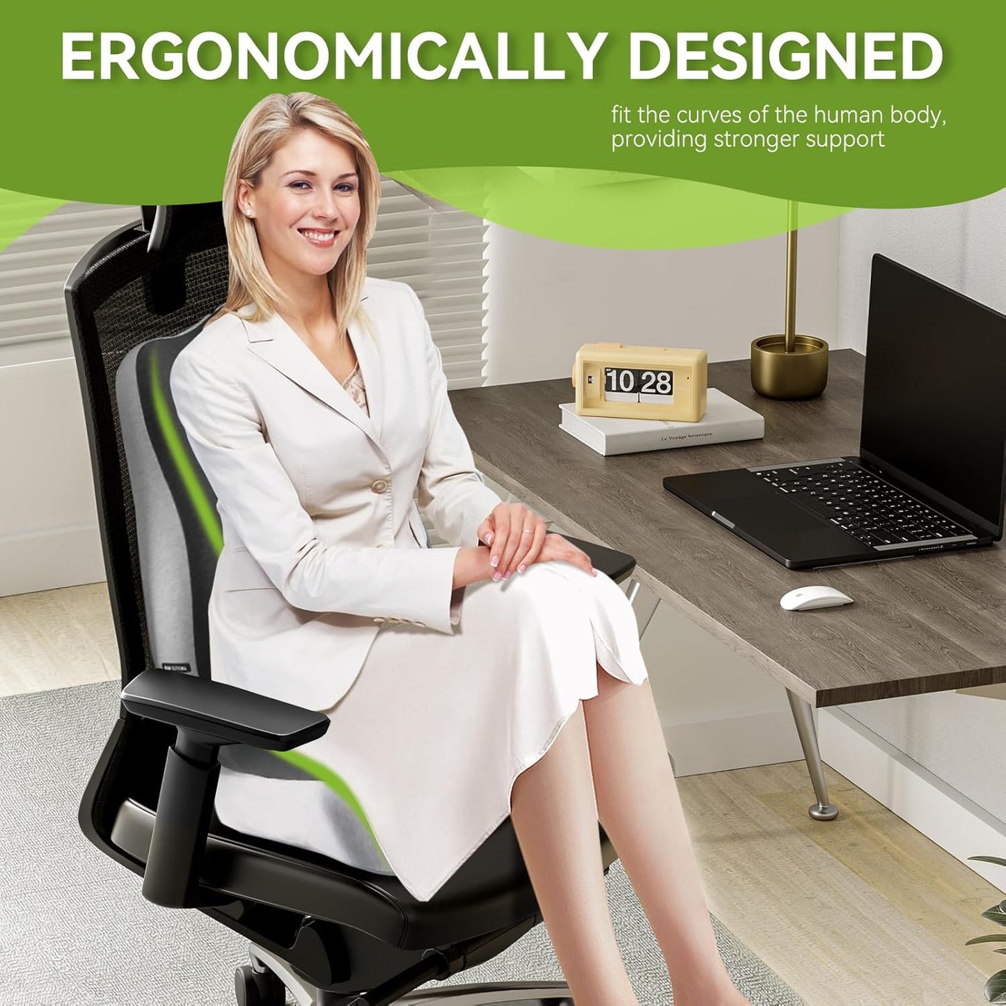 Seat Cushion & Lumbar Support Pillow Set for Office Chair, Back Pain, and Tailbone Discomfort with Lumbar Support Pillow and Seat Cushion - Perfect for Home, Office, and Gaming Chairs Chair Cushion
