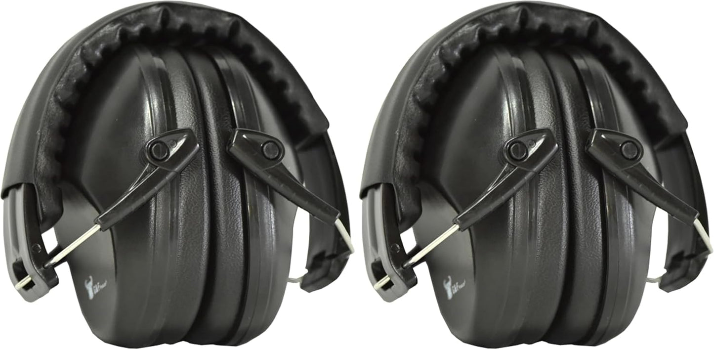 G & F PRODUCTS Earmuffs hearing protection with low profile passive folding design 26dB NRR and reduces up to 125dB, black (Pack of 2)