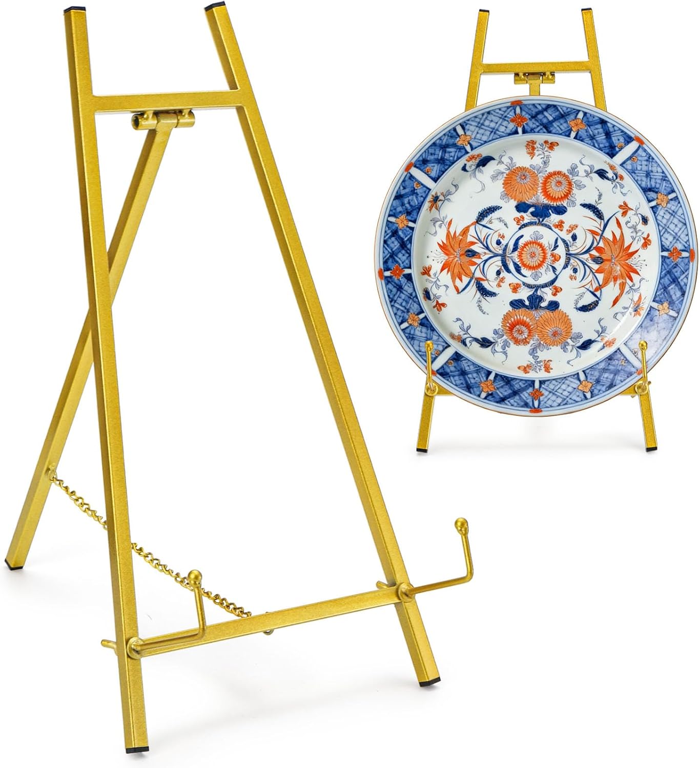 Gold Tabletop Easel Stand, 16.5" Metal Picture Art Stand, Tripod Mirror Plate Stand Holder, Freestanding Easel Stand for Wedding Sign, Display Photo, Collectibles