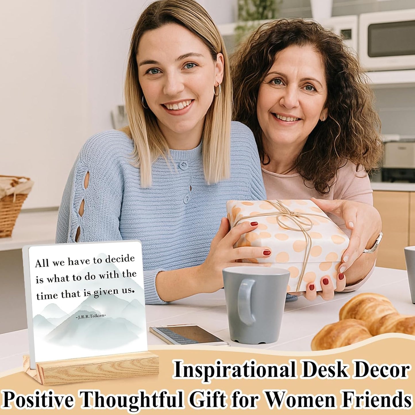 All We Have To Decide Is What To Do With The Time That Is Given Us Inspirational Office Desk Decor Motivational Appreciation Gifts Positive Encouragement Desk Sign for Cubicle Table Shelf