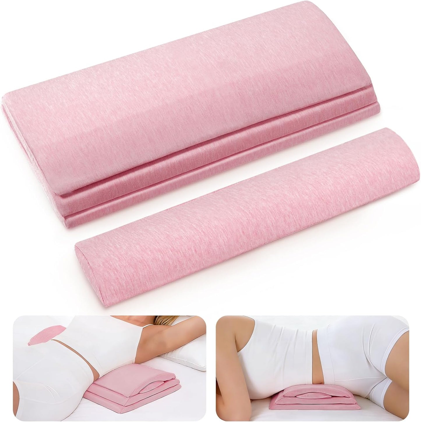 4-Layer Lumbar Pillow for Sleeping & Lying Down, Height-Boosting Layer, Soft/Firm Interchangeable Inserts & Washable Cover, Lower Back Support for Bed, Side & Back Sleepers