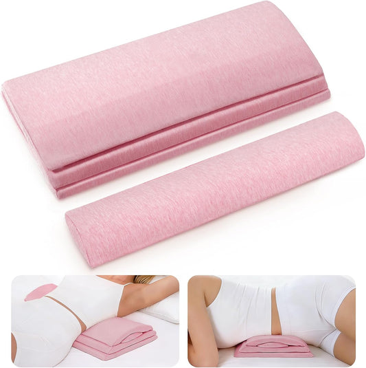 4-Layer Lumbar Pillow for Sleeping & Lying Down, Height-Boosting Layer, Soft/Firm Interchangeable Inserts & Washable Cover, Lower Back Support for Bed, Side & Back Sleepers