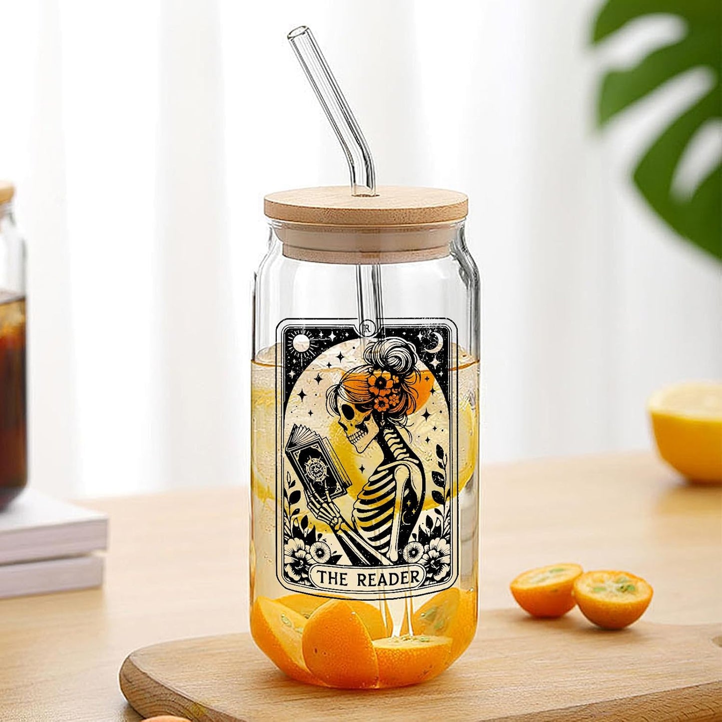 Book Lovers Gifts Ideas, 16oz Cute Glass Cups with Lids and Straws, Bookish Reading Gifts for Book Lovers Women, Readers, Bookworm, Librarian, Teacher - Coffee Tumbler, Reading Accessories