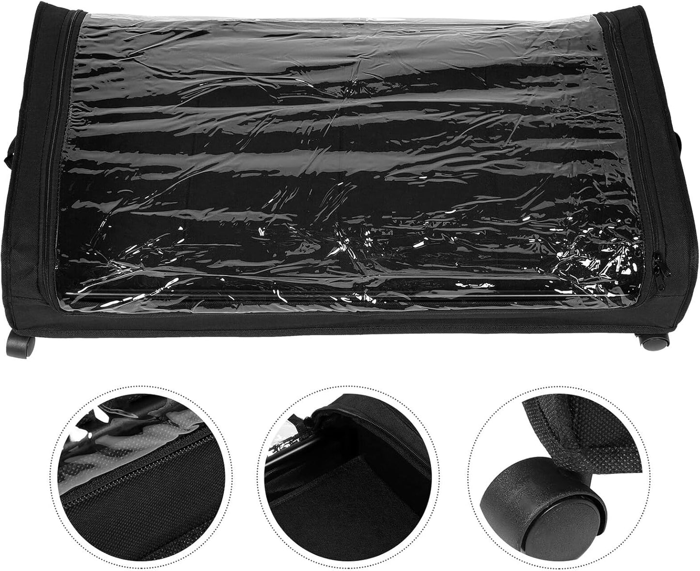 PRETYZOOM Bed Storage Drawers with Lid and Wheels, Large Black Iron Frame Clothes Organizer with Fabric Base, Rolling Underbed Storage Cart for Clothes, Shoes, and Books