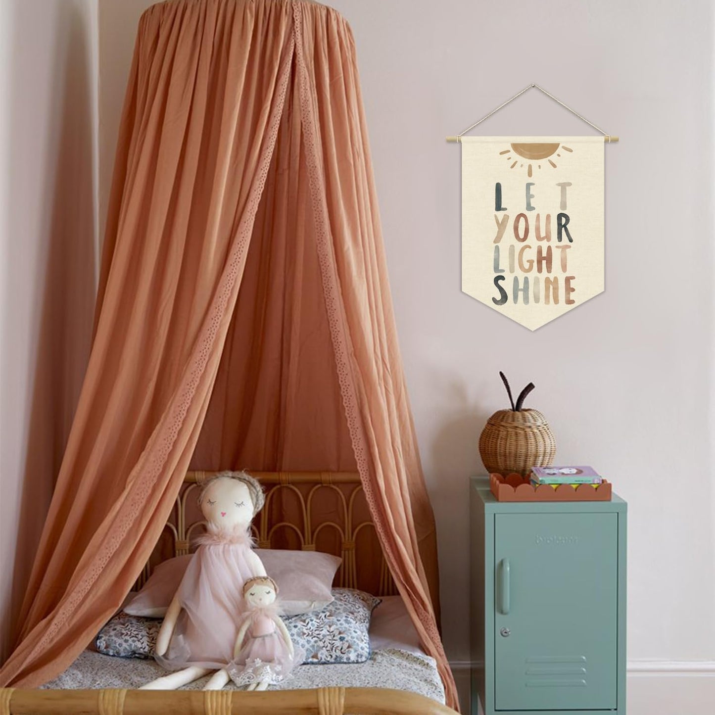 Inspirational Christian for Nursery Wall Decor,Let Your Light Shine for Kids Wall Art Canvas Banner,Boys Girls Room Wall Hanging Pennant Flag Canvas Banner for Classroom Playroom Bedroom 15x11in