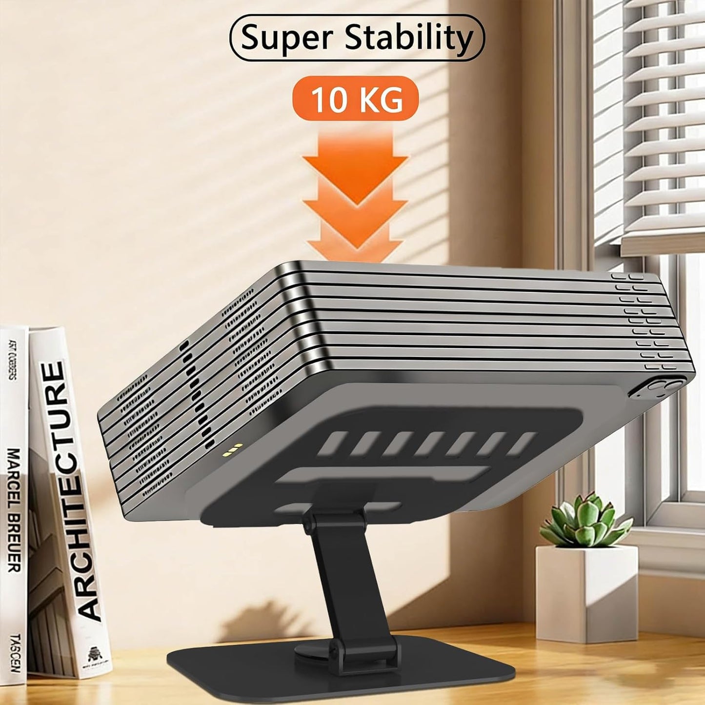 Metal Tablet Stand, Adjustable 360° Rotation Tablet Holder Compatible with 4-16" Tablet Such as iPad Pro Air, iPad mini, Tab S10 Ultra, Black