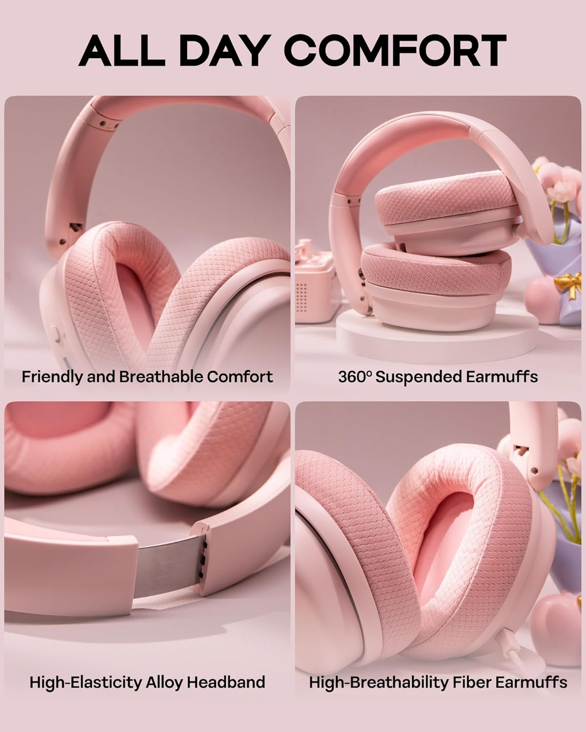 EPOMAKER X Aula G7 Pro Wireless Gaming Headset, Dual Mode BT5.3 & 2.4GHz, 7.1 Surround Sound, 80+ Hour Battery, RGB Light, with Noise Canceling Mic for PS5, PS4, Switch, PC (Pink)