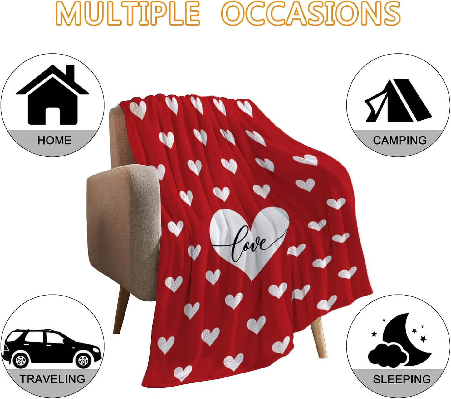 YeeJu Valentines Day Throw Blanket Twin Size Red Love Heart Blanket Girlfriend Wife Couple Gift Blanket for Couch Bed Soft Cozy Lightweight Fuzzy Fleece Blankets and Throws 60x80