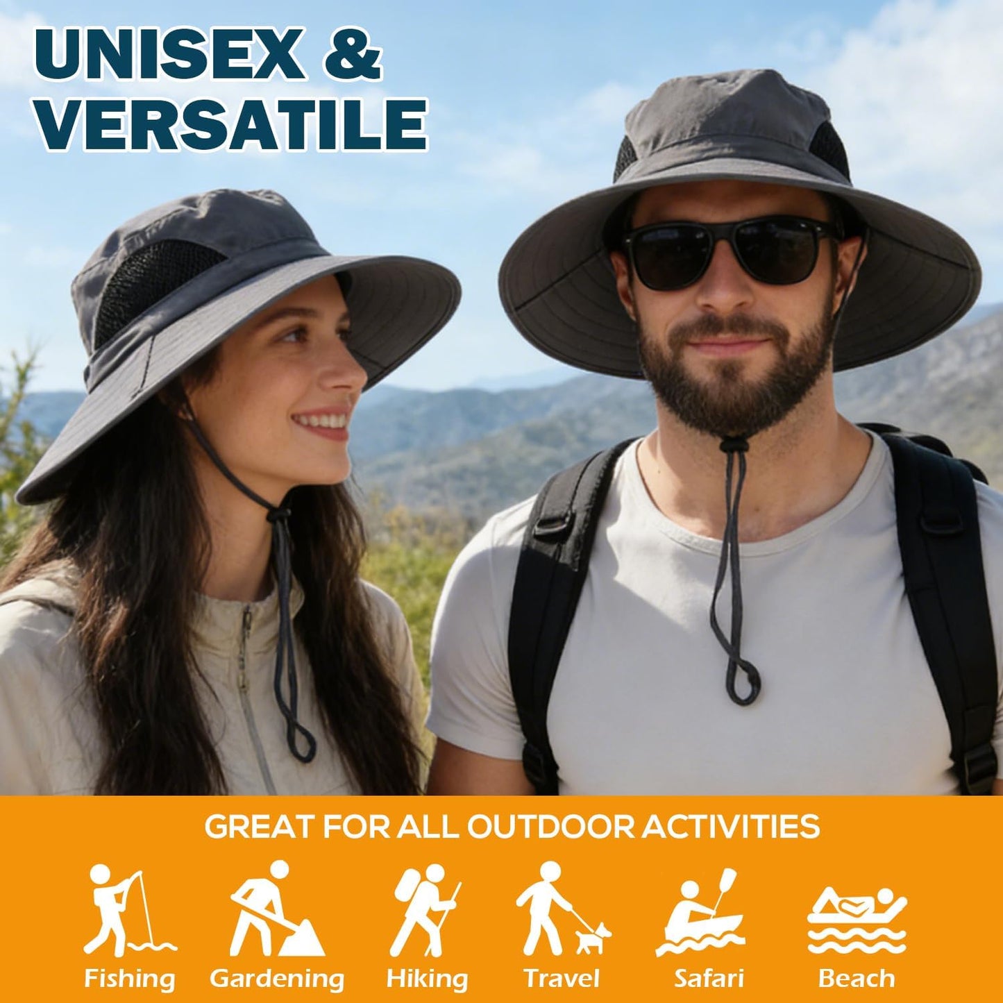 EINSKEY Wide Brim Sun Hat, UPF 50+ UV Protection Waterproof Packable Bucket Hat for Men & Women, Fishing Hiking Beach Garden