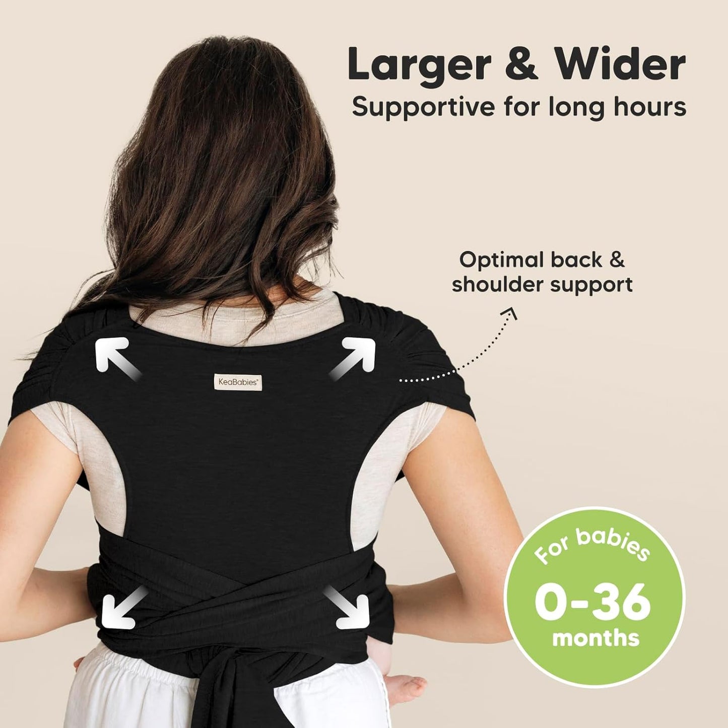 KeaBabies Baby Wrap Carrier Ring Sling - Easy to Wear, Adjustable D-Lite Baby Carrier Newborn to Toddler, Infant Carrying Shirt, Hands Free Bonding, Breathable Fabric Wearing Wrap (Trendy Black)