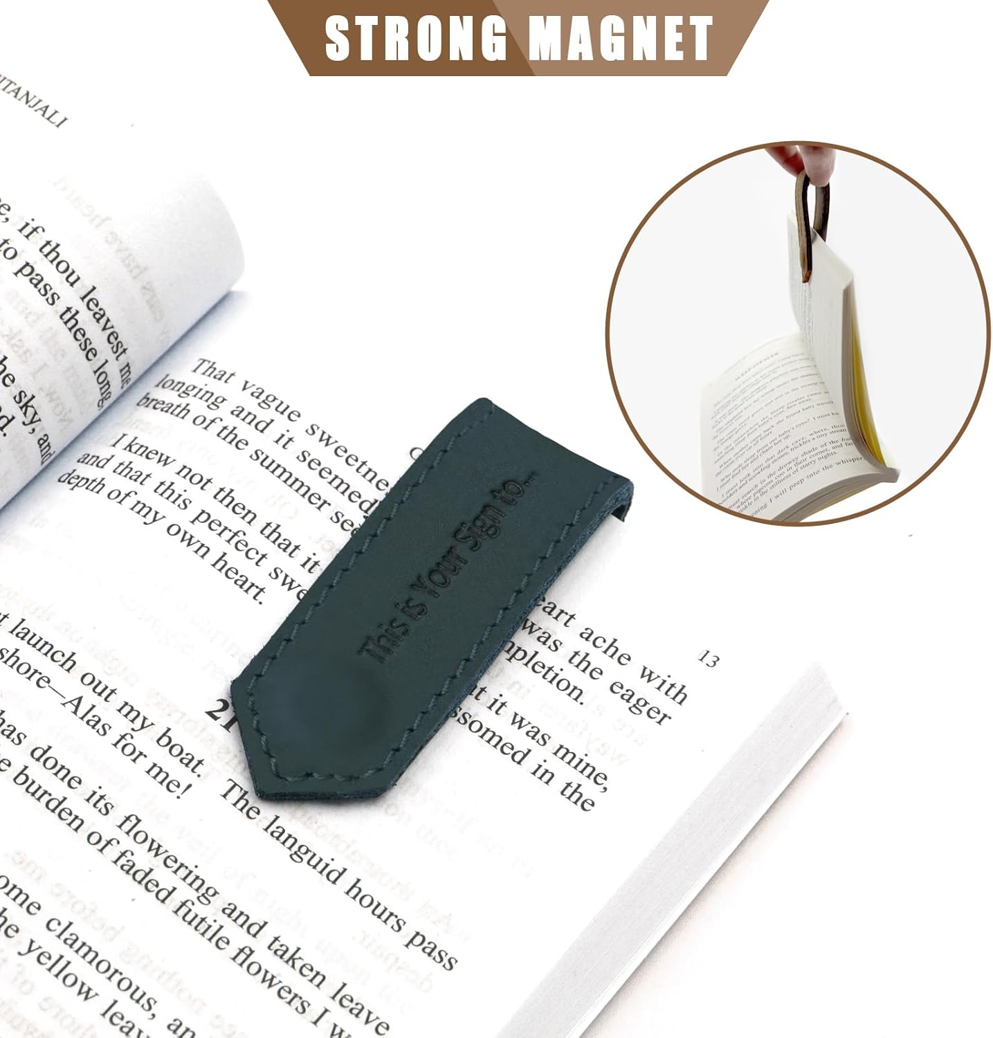 Ringsun Genuine Leather Magnetic Bookmark,Stitched Bookmarks, Multi Functional Book Accessories Gifts for Book Lovers