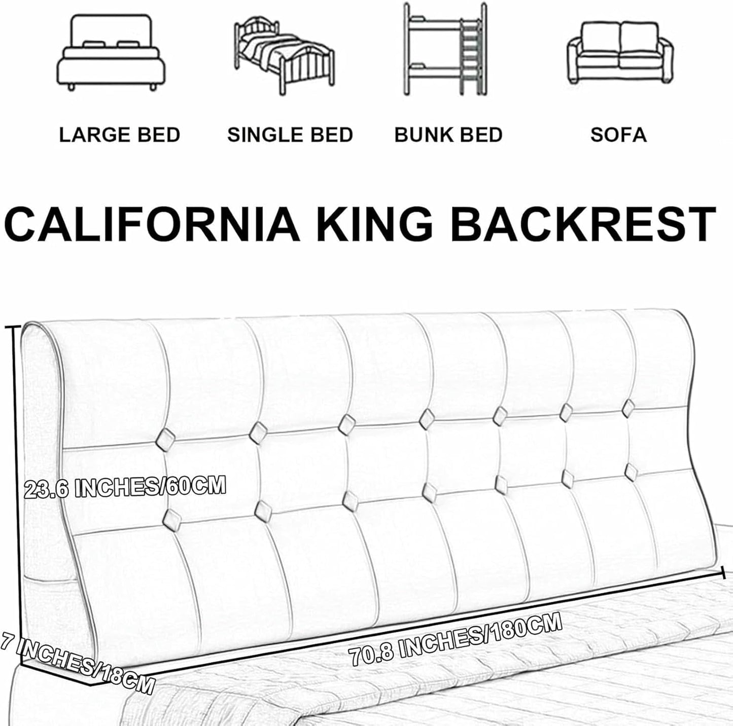Blue,Paste/79x23x7In,Upholstered Wall Mounted Headboard Cushion Faux Leather Pillowboard Large Bed Rest Lumbar Support Backrest Removable Bedside Pillow for Day Bed Dorm