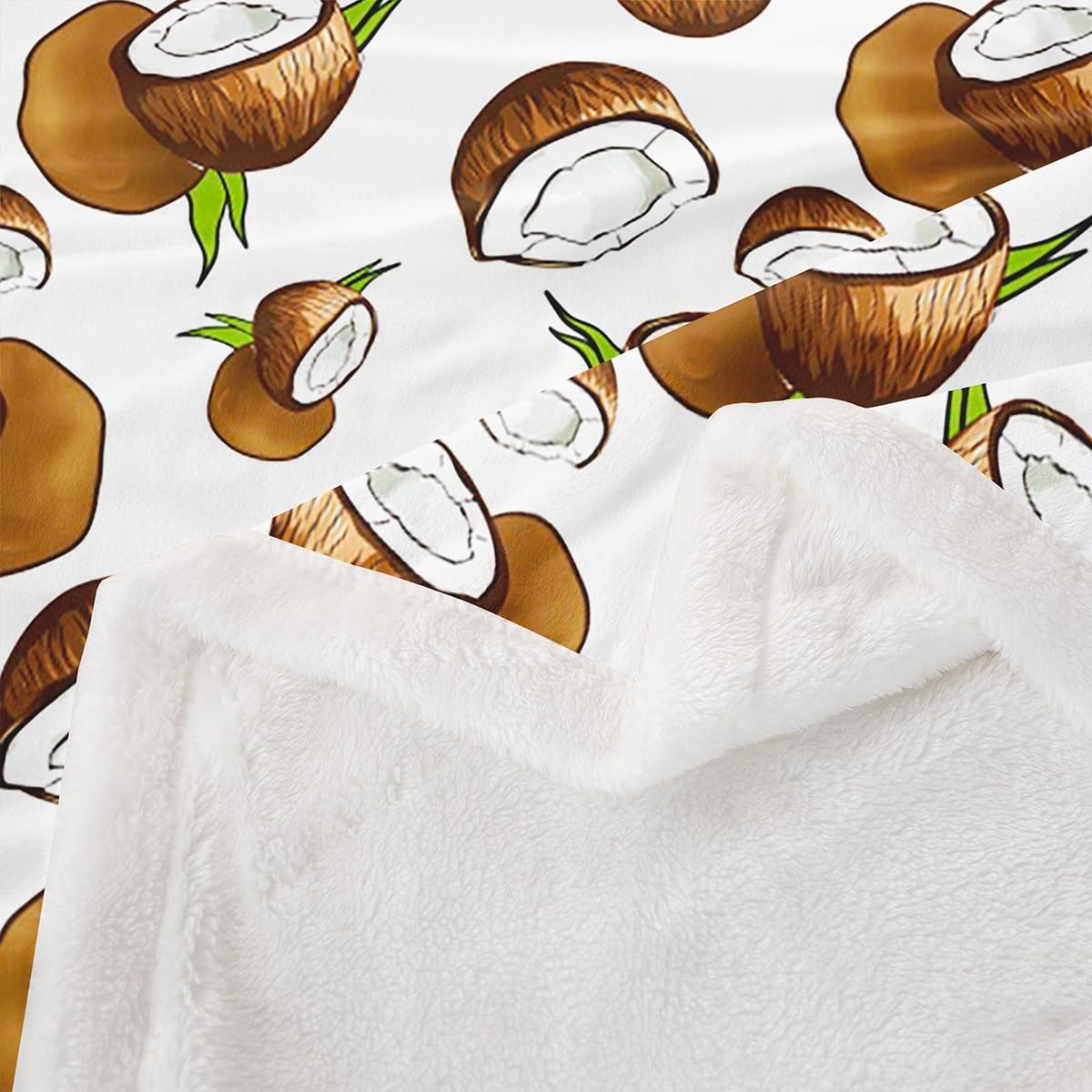 Coconut Fleece Throw Blanket Tropical Fruit Pattern Throw Blanket for Bed Sofa Couch Boys Girls Room Fresh Coconuts Decor Plush Blanket Summer Fuzzy Throw Blanket Twin 60"x80"
