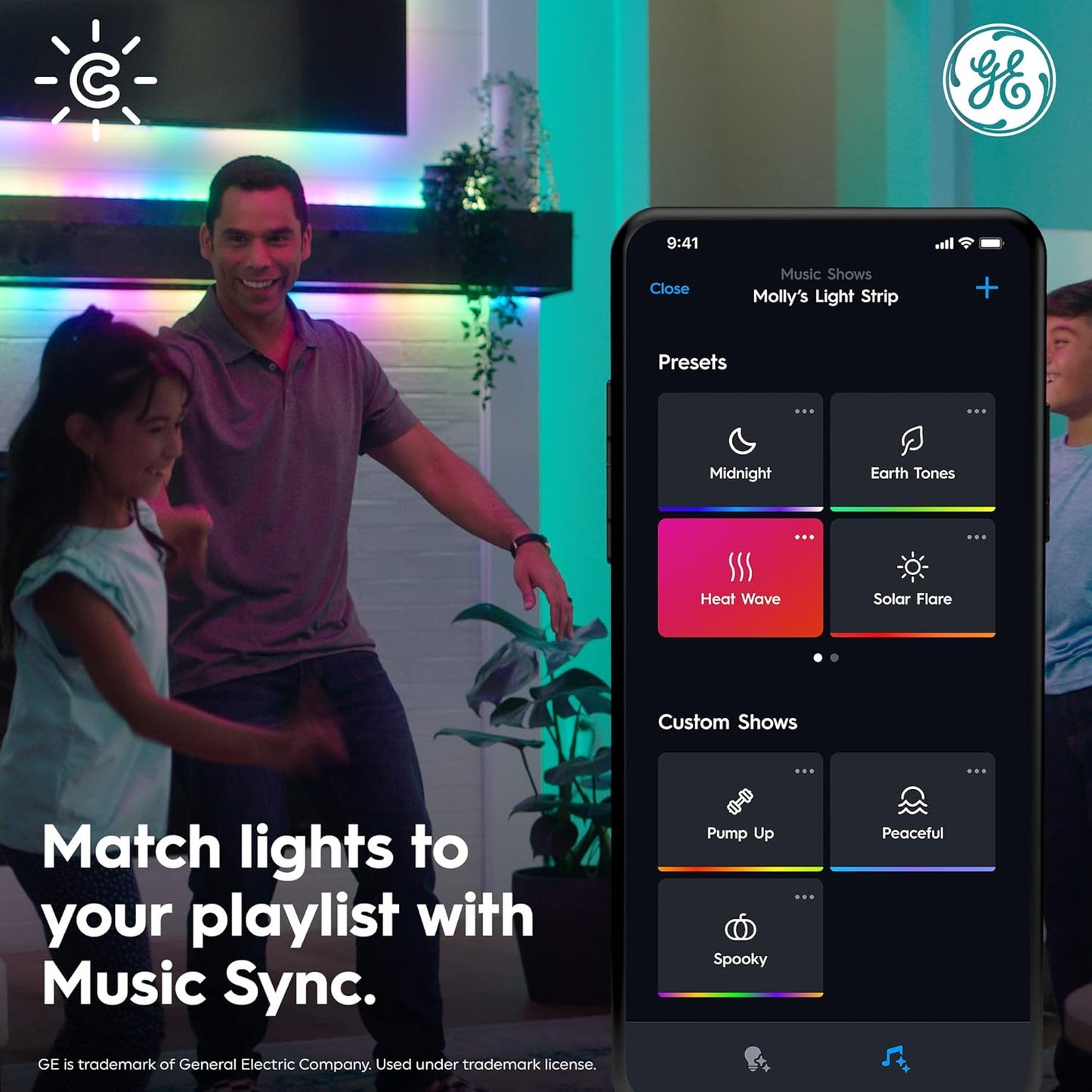 GE Cync Dynamic Effects Smart LED Light Strip with Music Sync, Color Changing WiFi Lights, Indoor Light Strip, Compatible with Alexa and Google Home, 32ft and Power Supply