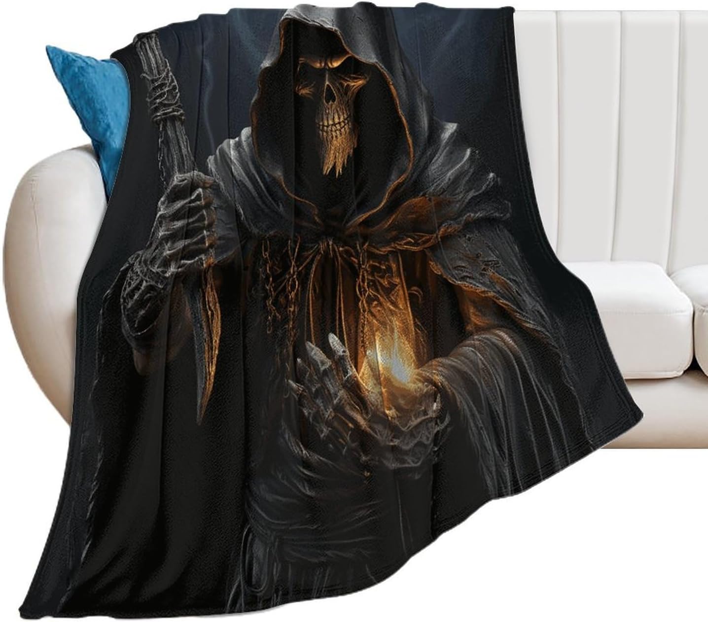 Grim Reaper Throw Blanket for Couch Super Soft Warm Lightweight Throw Blankets Cozy Flannel Bed Blanket Cute Decorative Blankets for All Seasons Home Decor Gift 60"*80"（150 * 200cm）