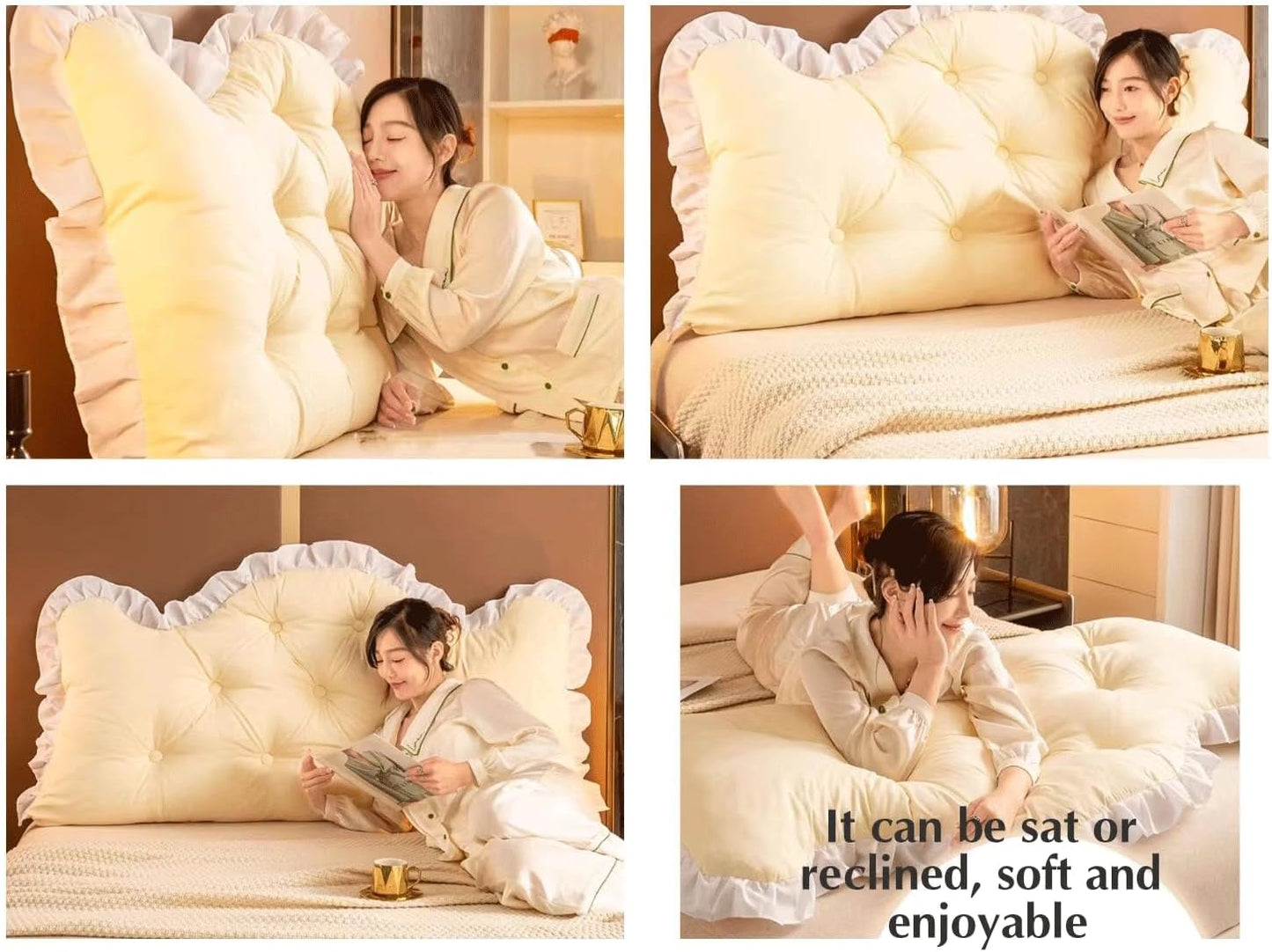 Wedge Headboard Pillow Dorm Home Reading Pillow Back Support for Sitting Up in Bed Bolster Oversize Lumbar Cushion Body Bedrest with Removable Cover(Size:70"/180cm,Color:Light Gray)