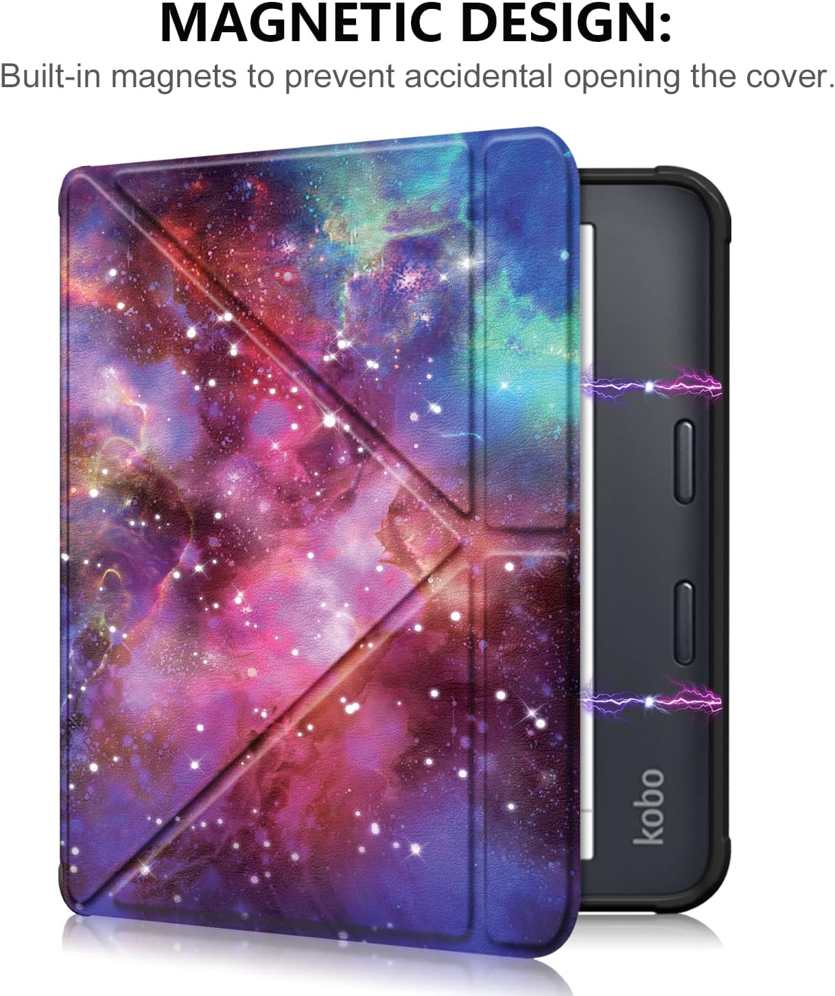 Soft TPU Case Compatible with Kobo Libra Colour & Kobo Libra 2 7" Slim Lightweight Shell with Stand Function Auto Wake/Sleep Smart Cover,Galaxy